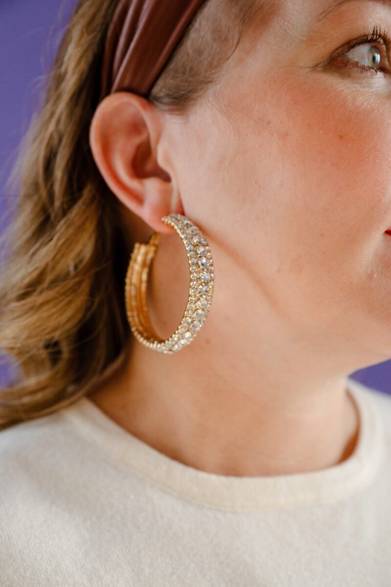 [Treasure Jewels] Jesse Rhinestone Hoops - Gold