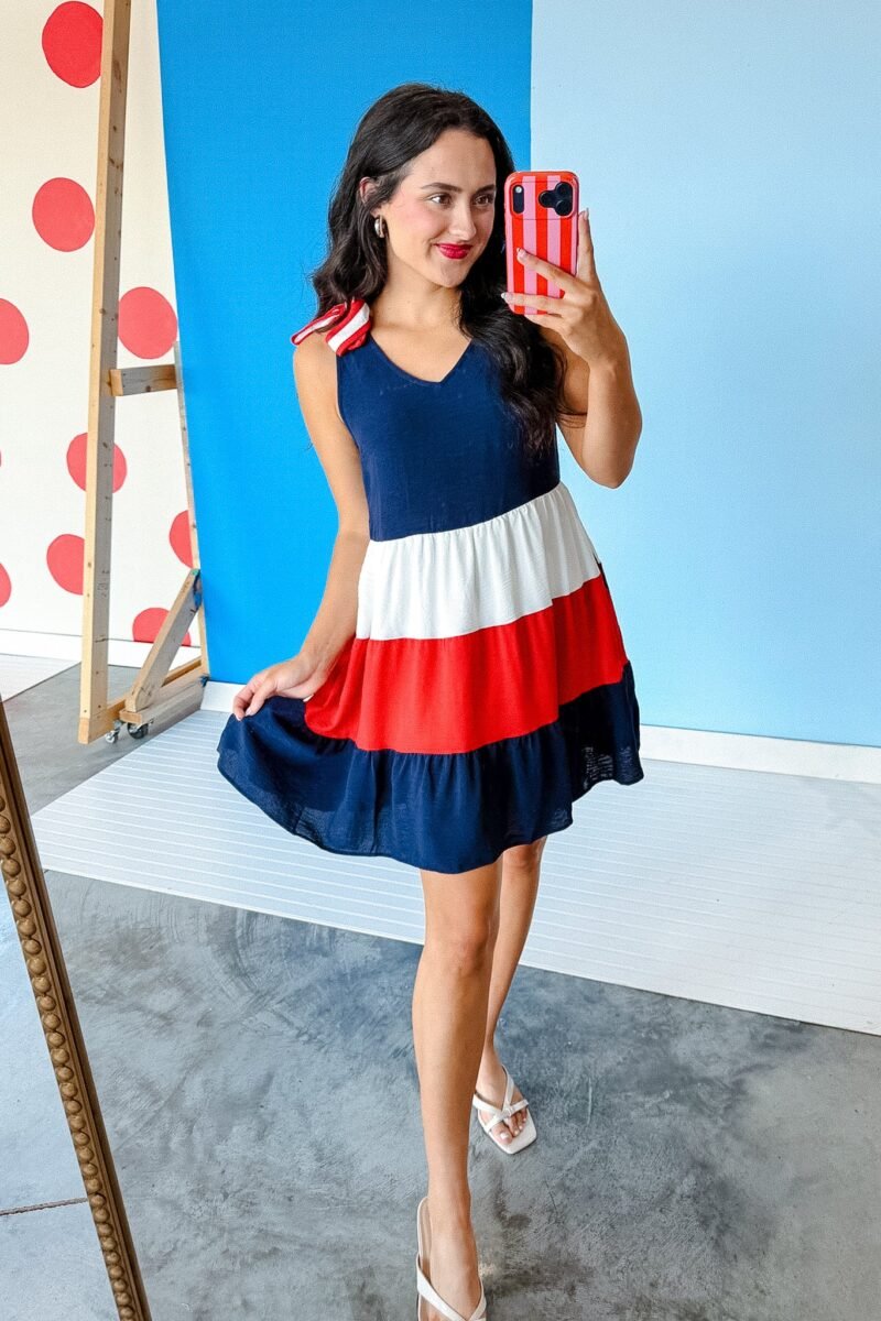 Justice Colorblock Mini Dress - Navy + Cool Red