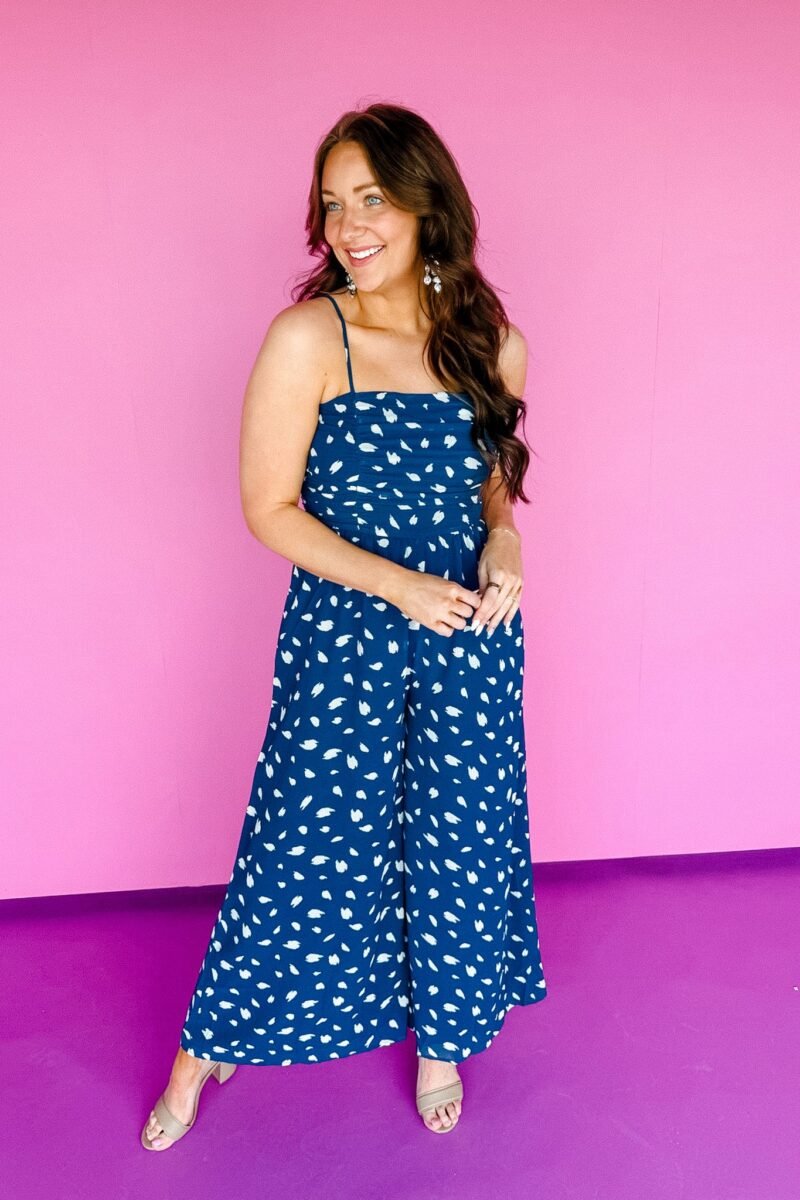 Lonna Wide Leg Jumpsuit - French Navy