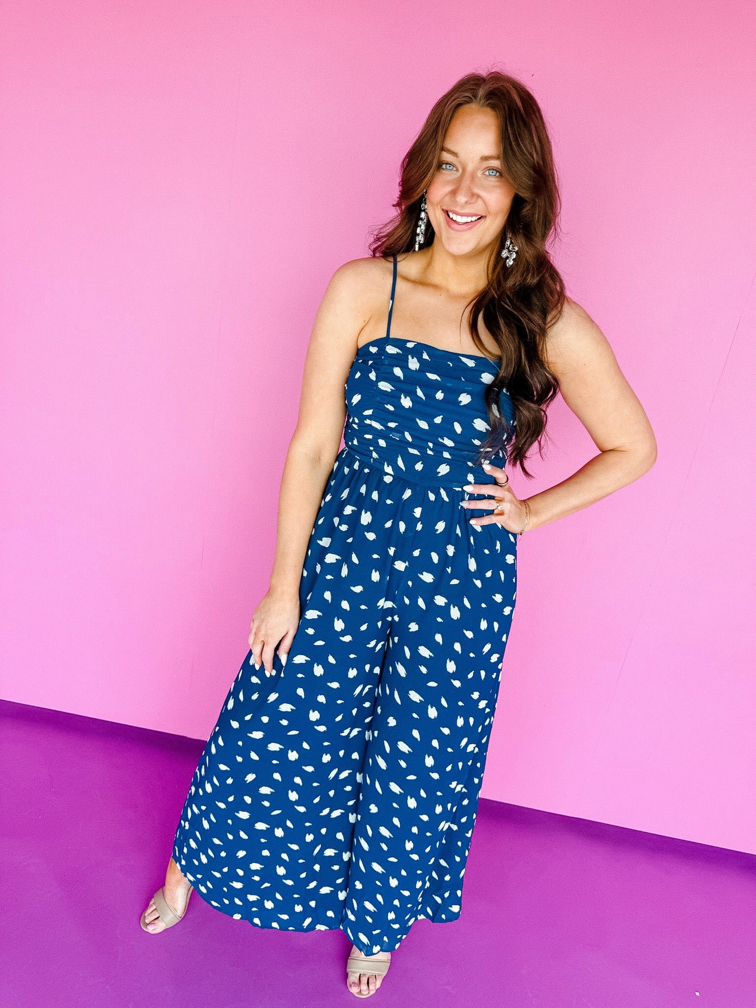 Lonna Wide Leg Jumpsuit - French Navy — view 5