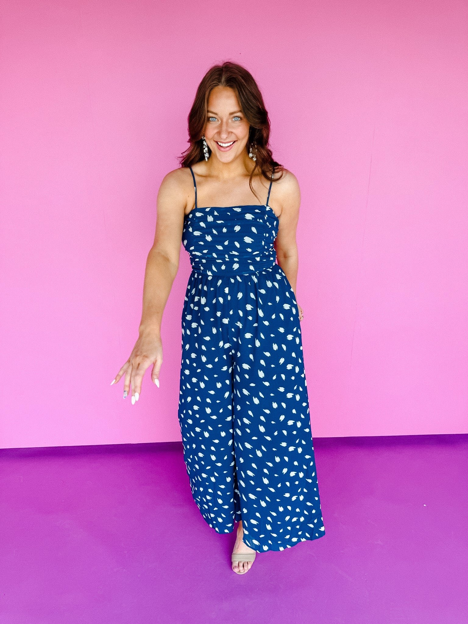 Lonna Wide Leg Jumpsuit - French Navy — view 4