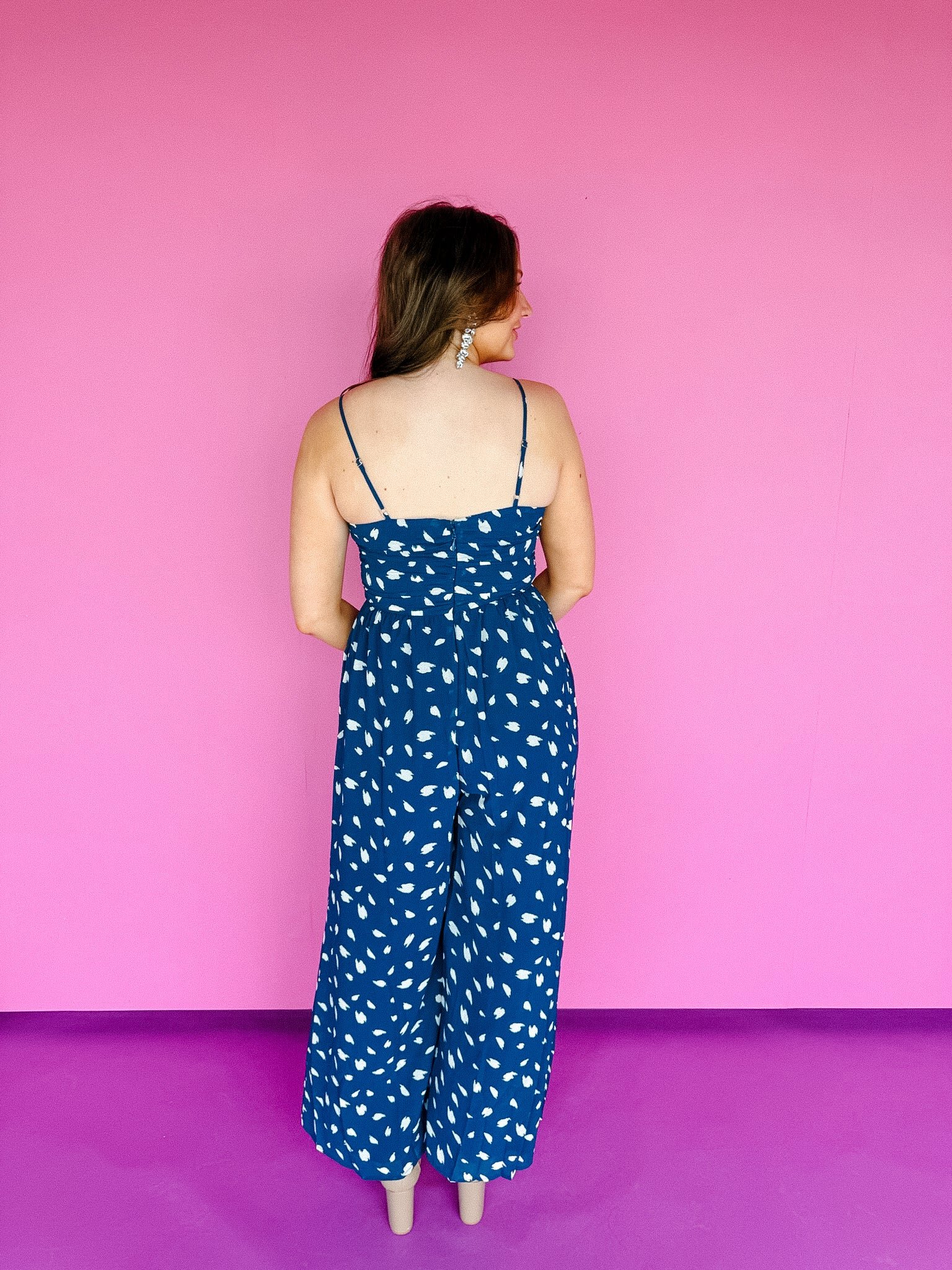Lonna Wide Leg Jumpsuit - French Navy — view 6