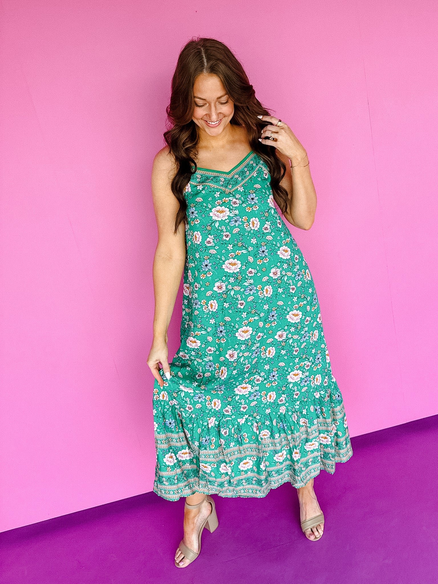 Tori Tie Back Maxi Dress - Jade — view 3