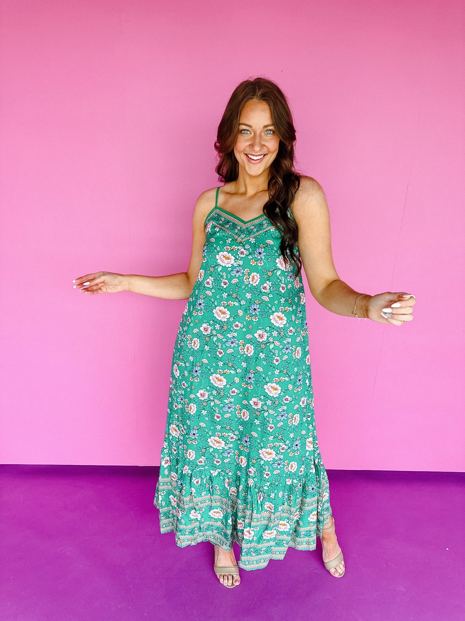 Tori Tie Back Maxi Dress - Jade — view 5