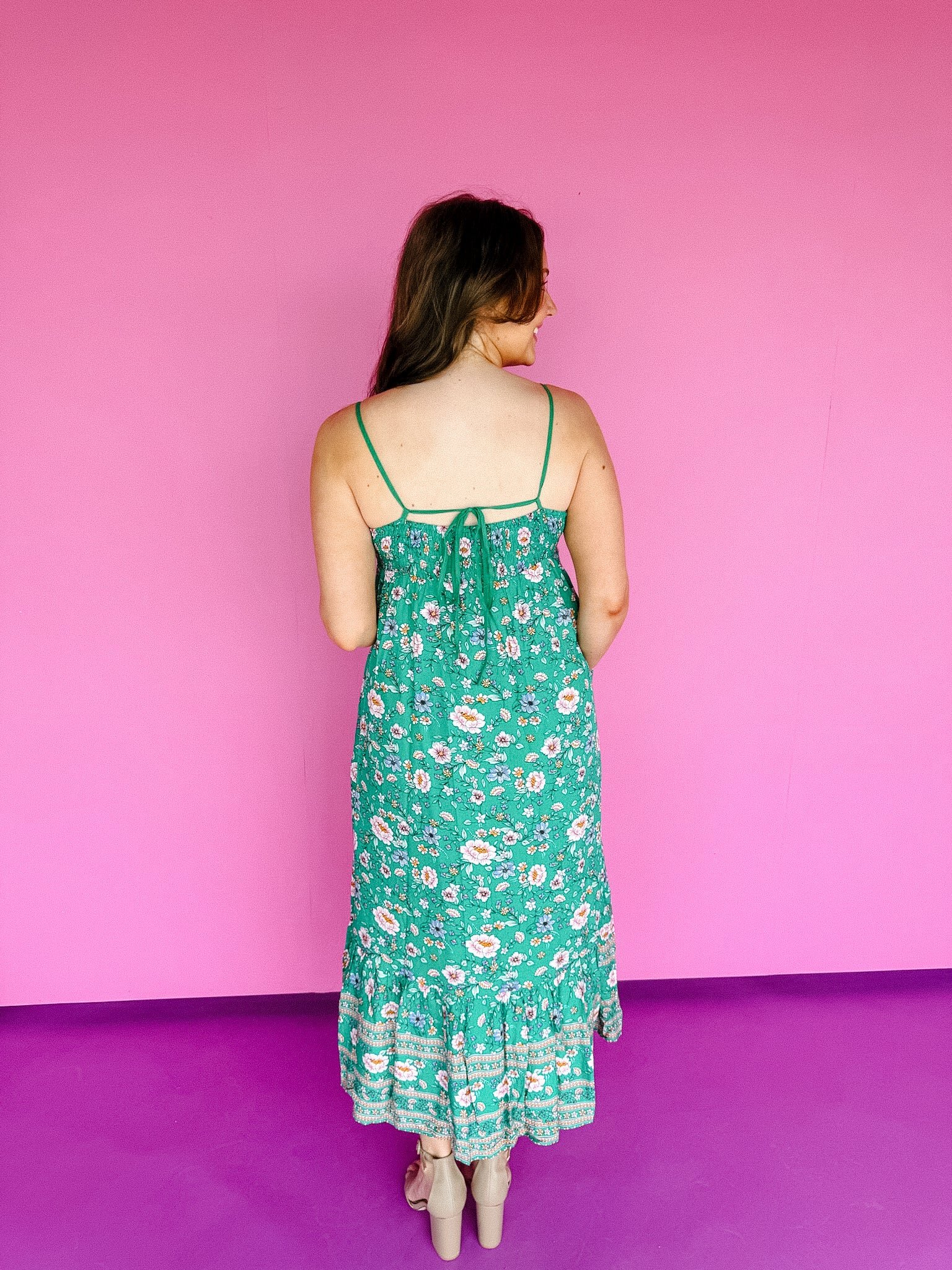 Tori Tie Back Maxi Dress - Jade — view 7