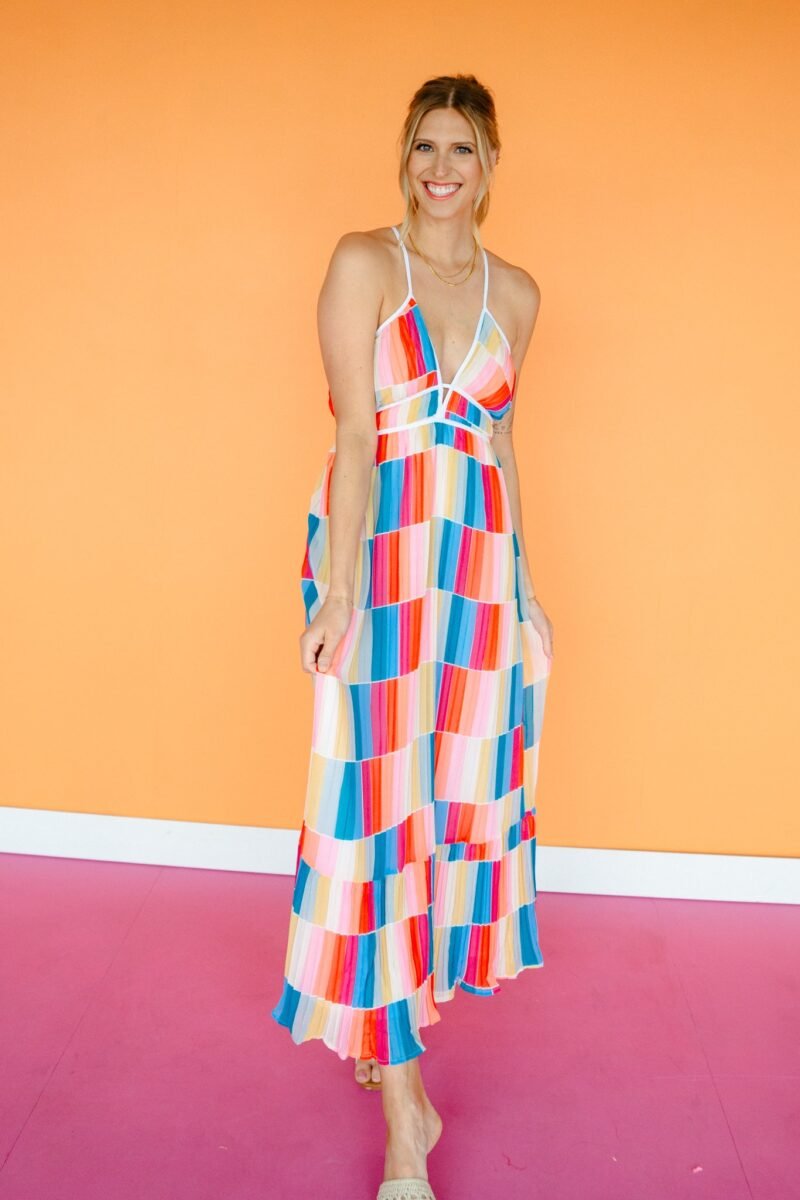 Patty Pleated Maxi Dress - Rainbow