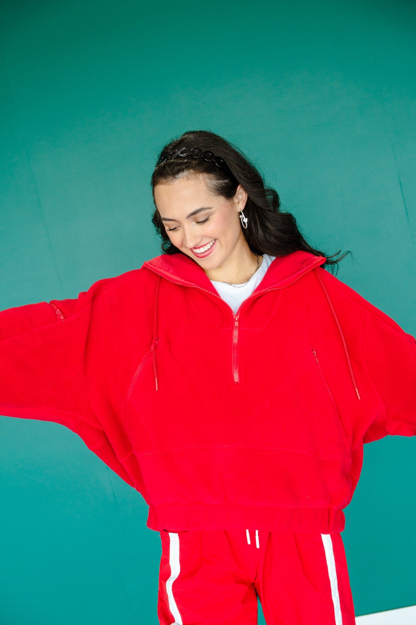 Hazel Hooded Pullover - Cool Red — view 3