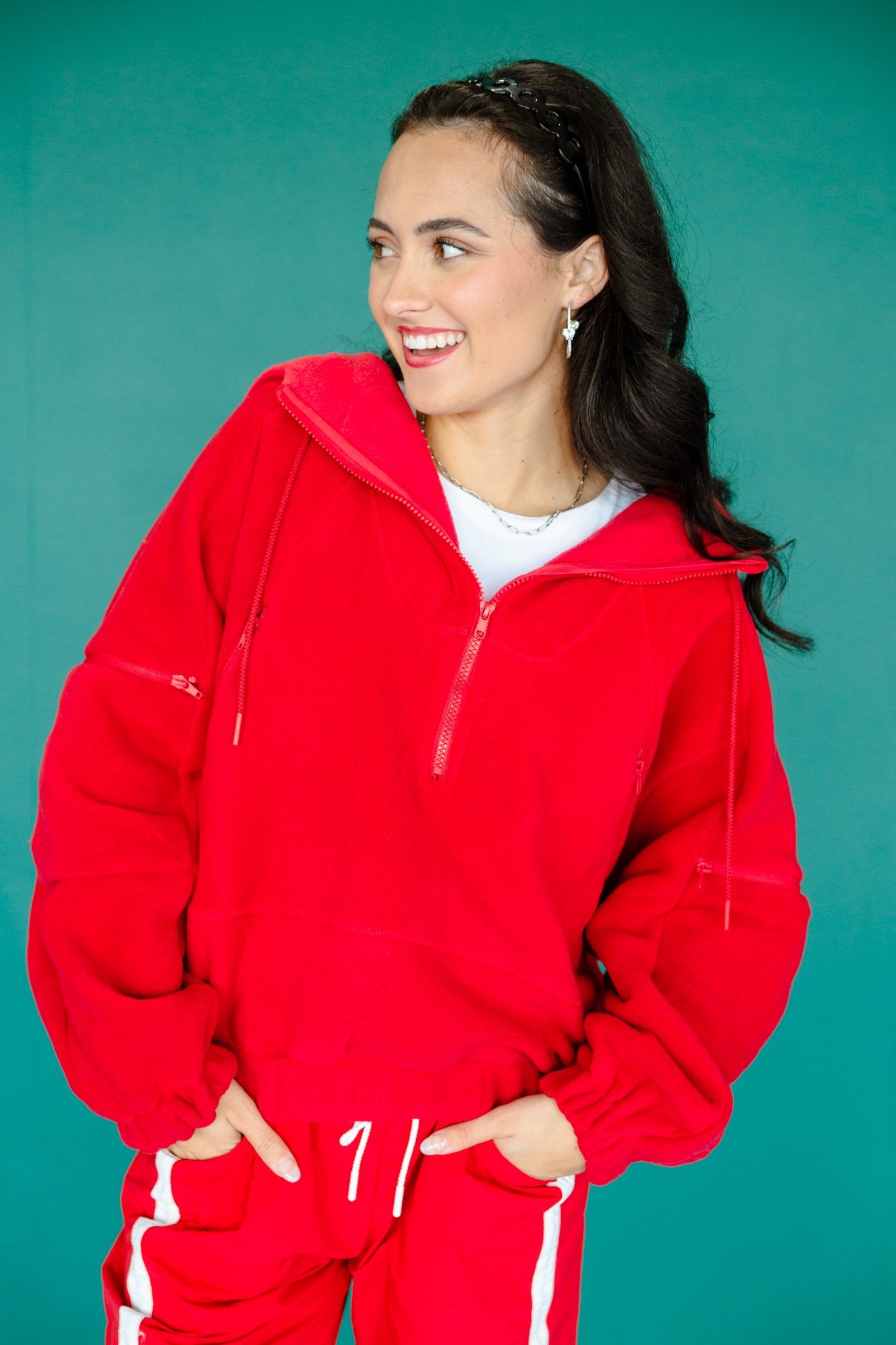 Hazel Hooded Pullover - Cool Red — view 4