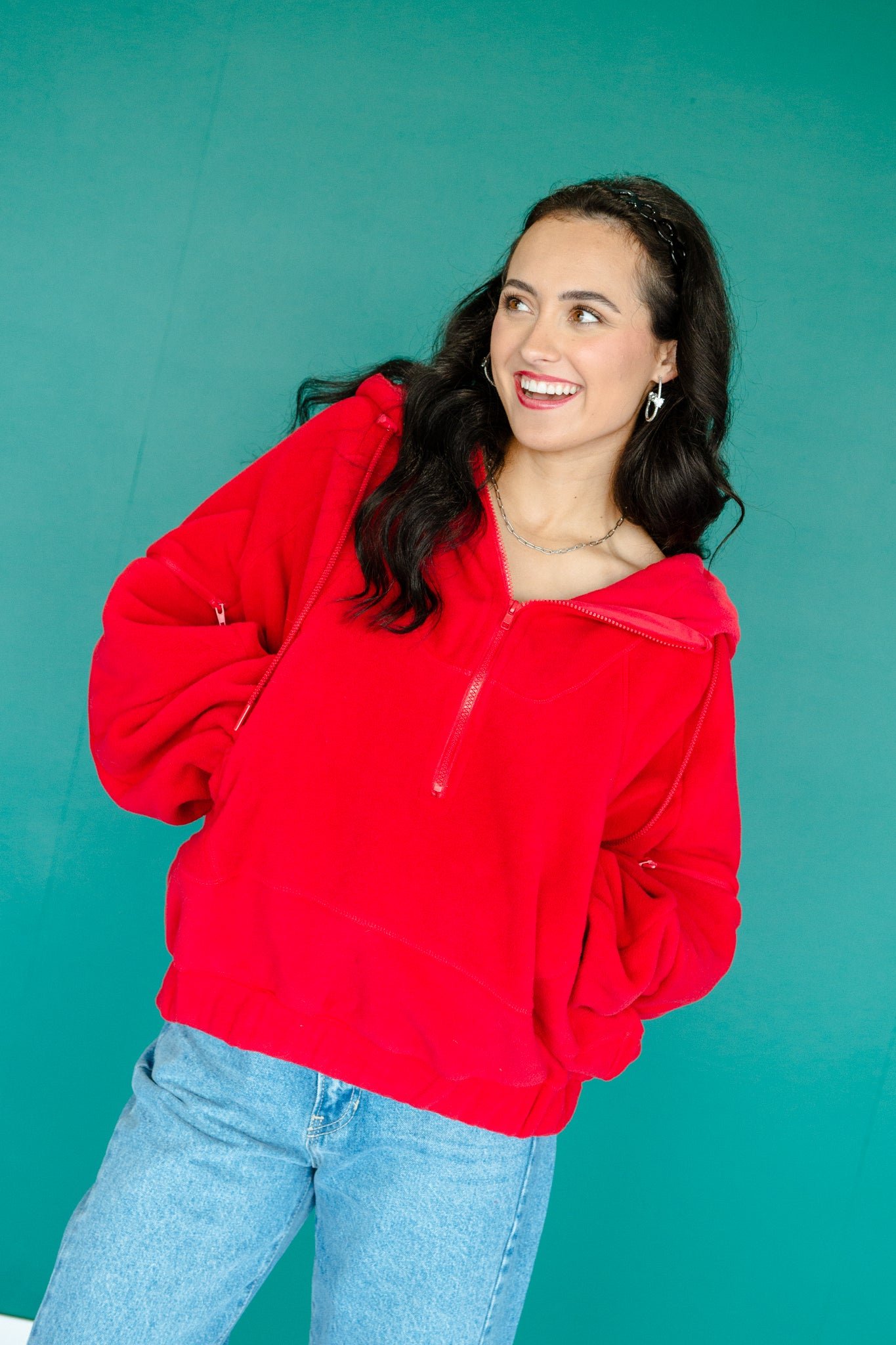 Hazel Hooded Pullover - Cool Red — view 7