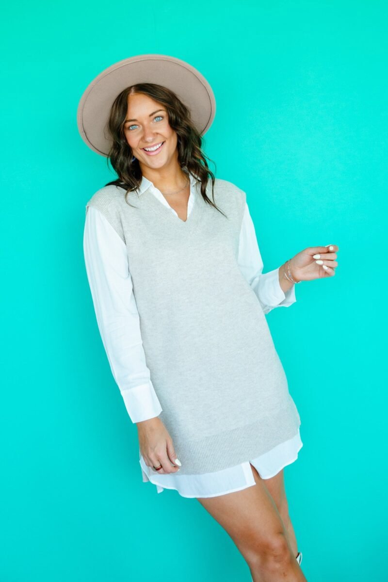 Olivia Shirt Mini Dress - Mushroom