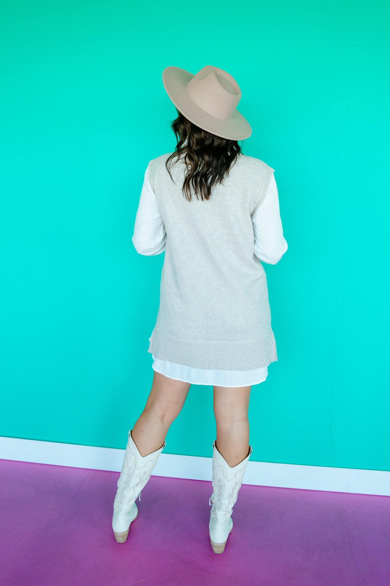 Olivia Shirt Mini Dress - Mushroom — view 6