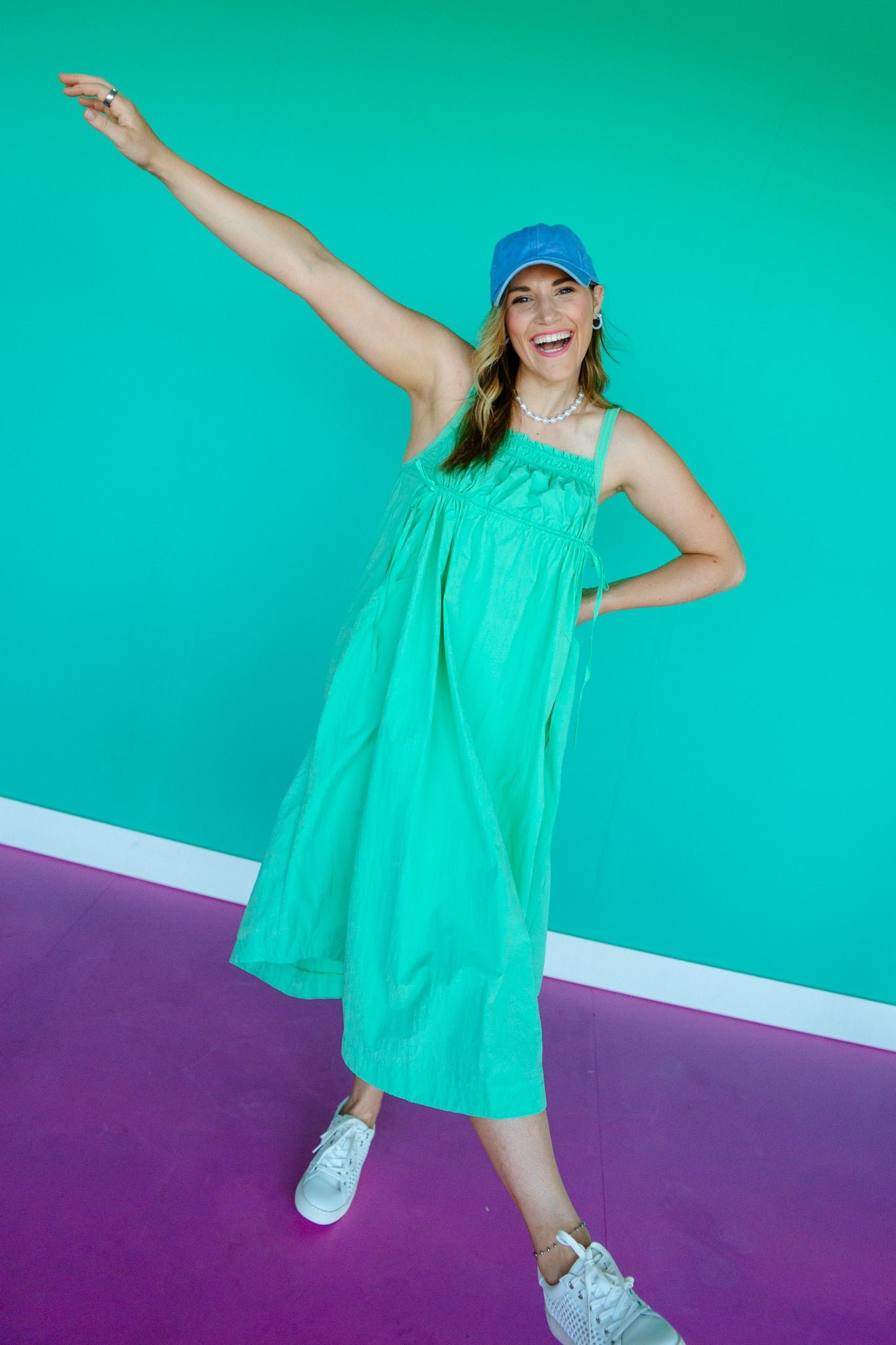 Inez Flowy Midi Dress - Jade