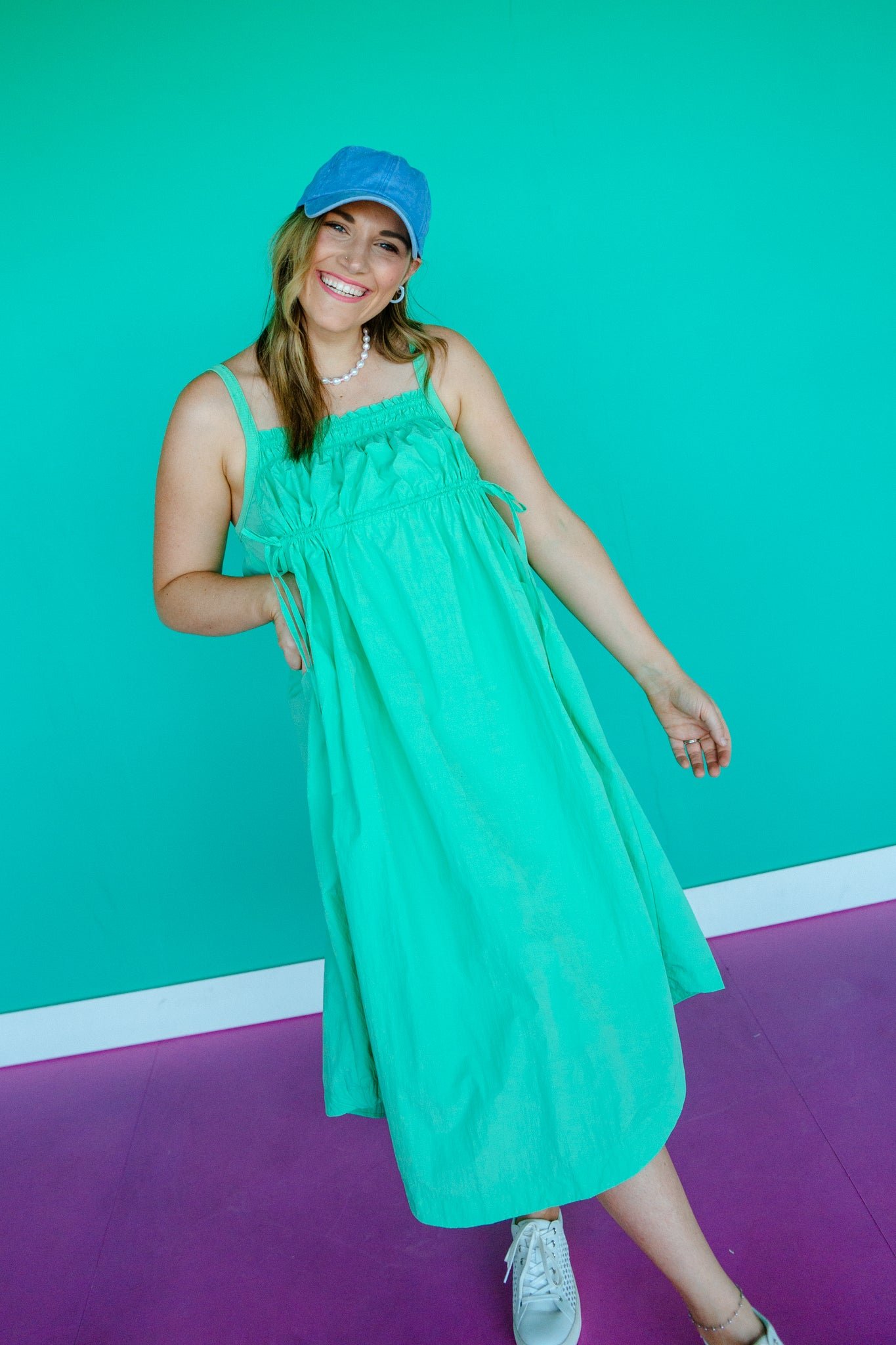 Inez Flowy Midi Dress - Jade — view 2