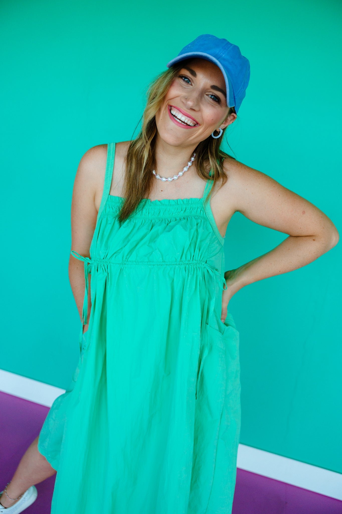 Inez Flowy Midi Dress - Jade — view 4