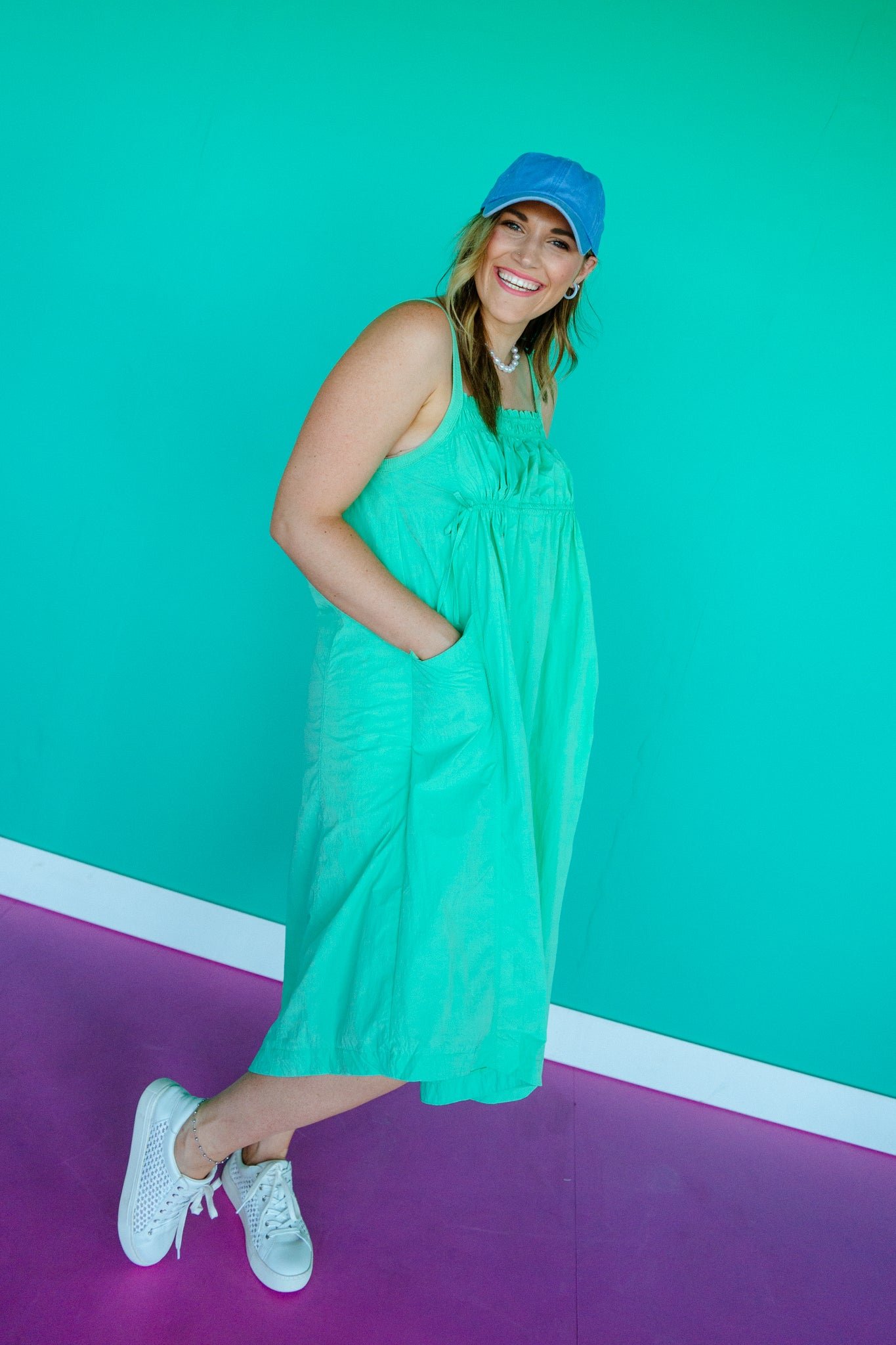Inez Flowy Midi Dress - Jade — view 5