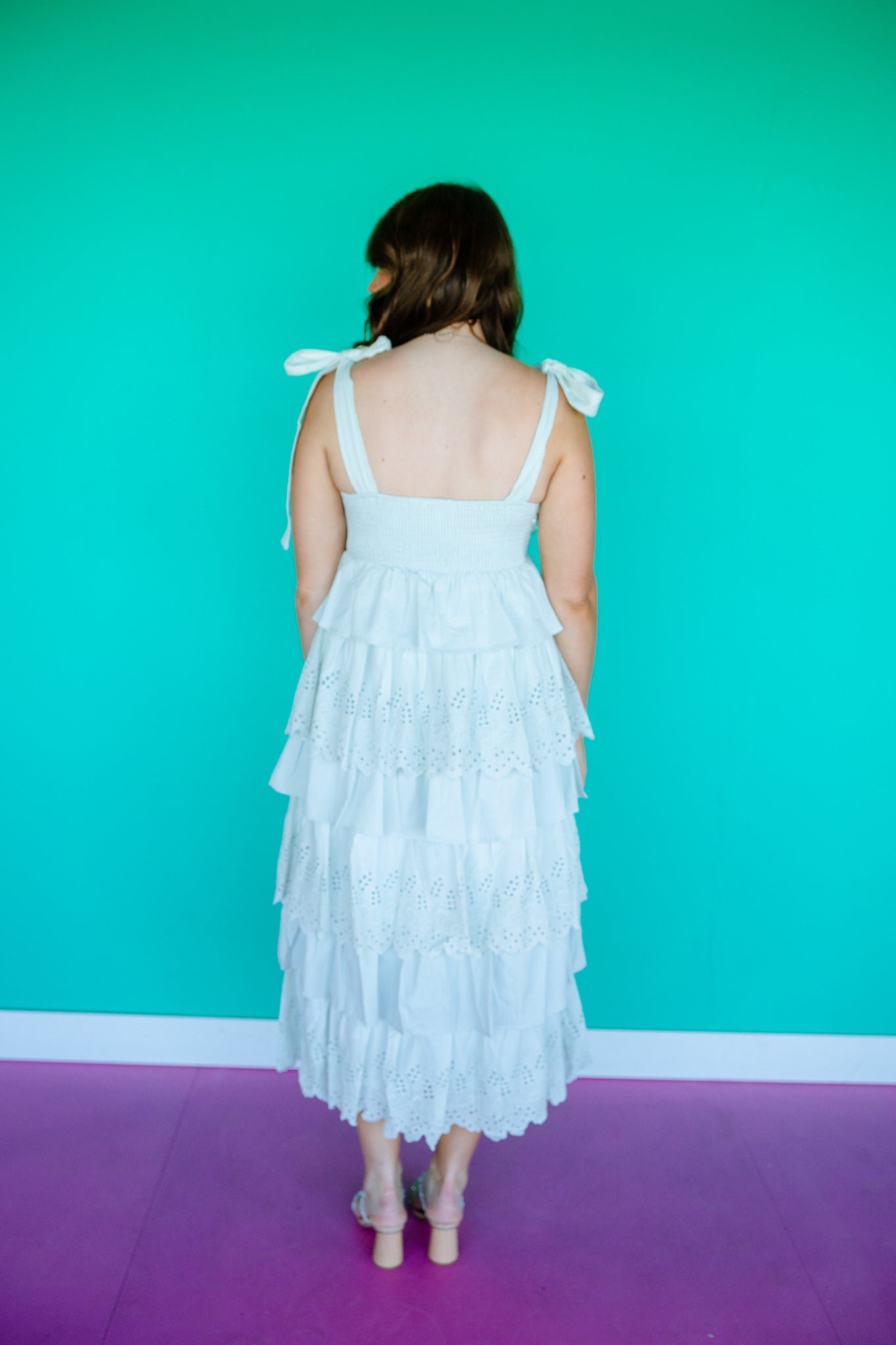Kasey Eyelet Tiered Maxi Dress - Pastel Green — view 11