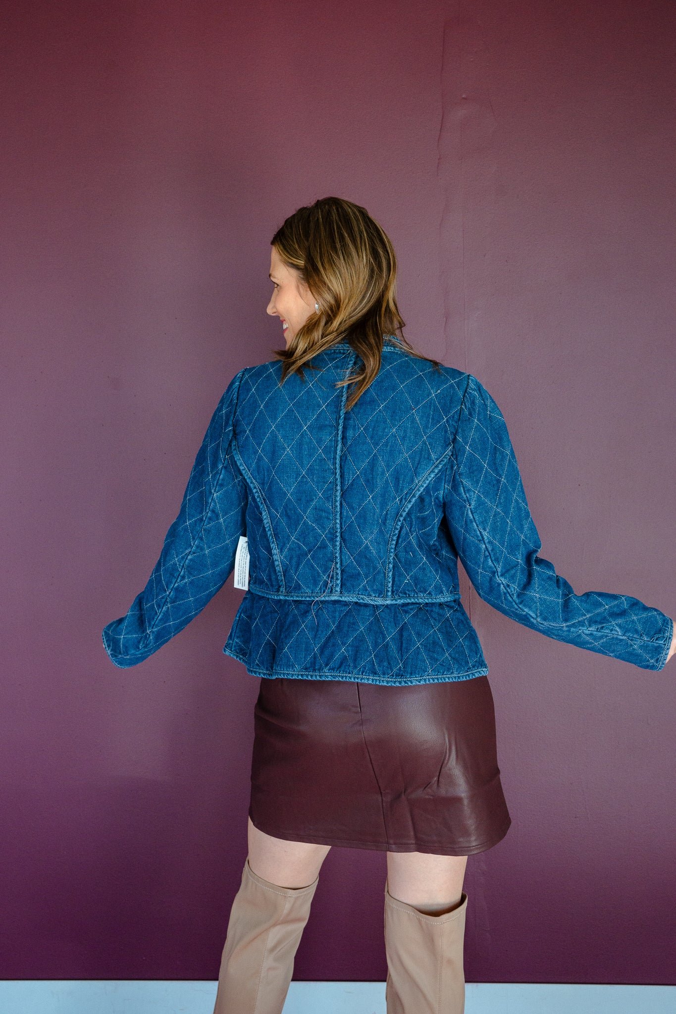 Sawyer Quilted Denim Jacket - Dark Wash — view 6