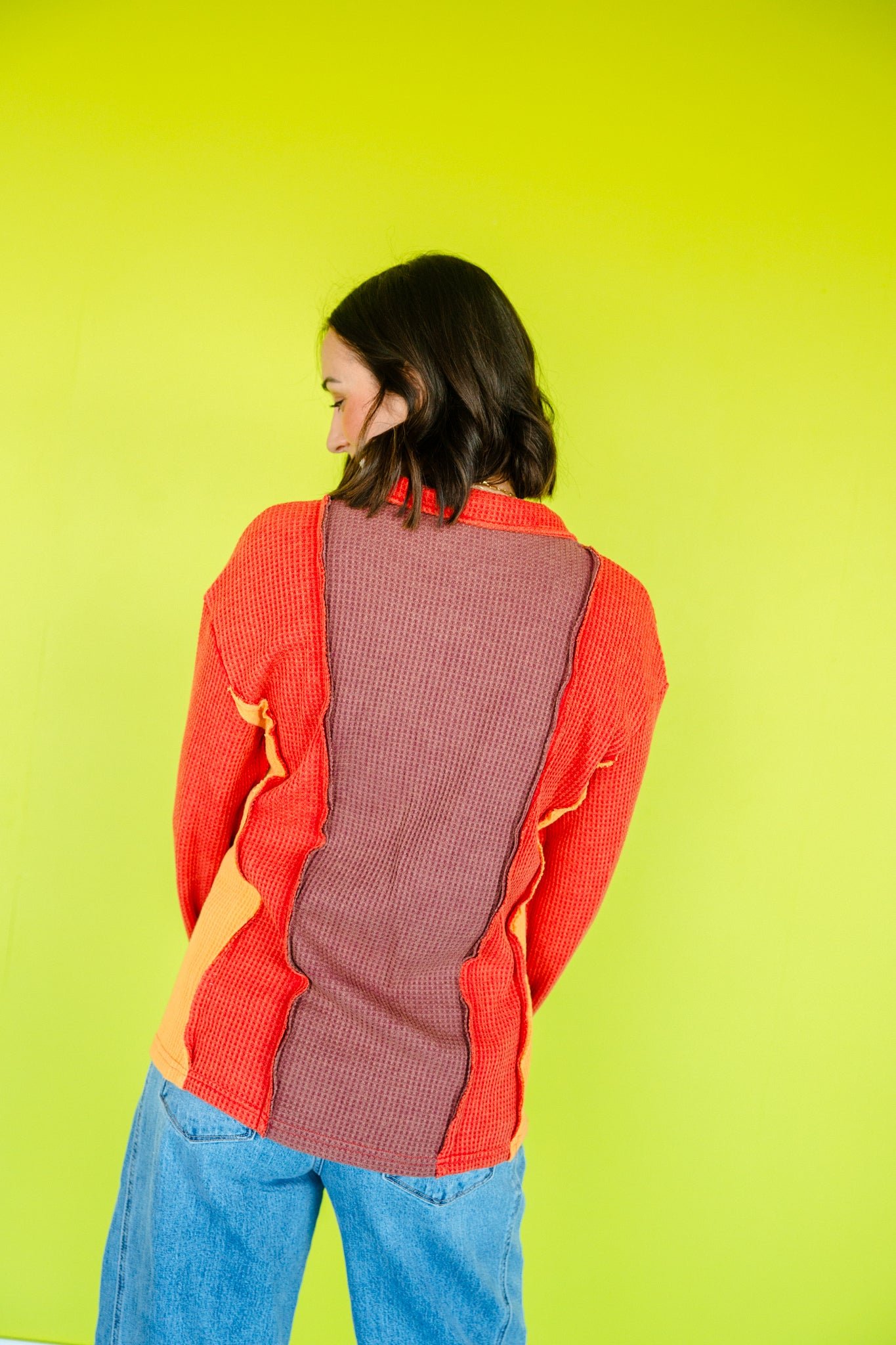 Logan Waffle Knit Pullover - Rust + Saffron — view 7