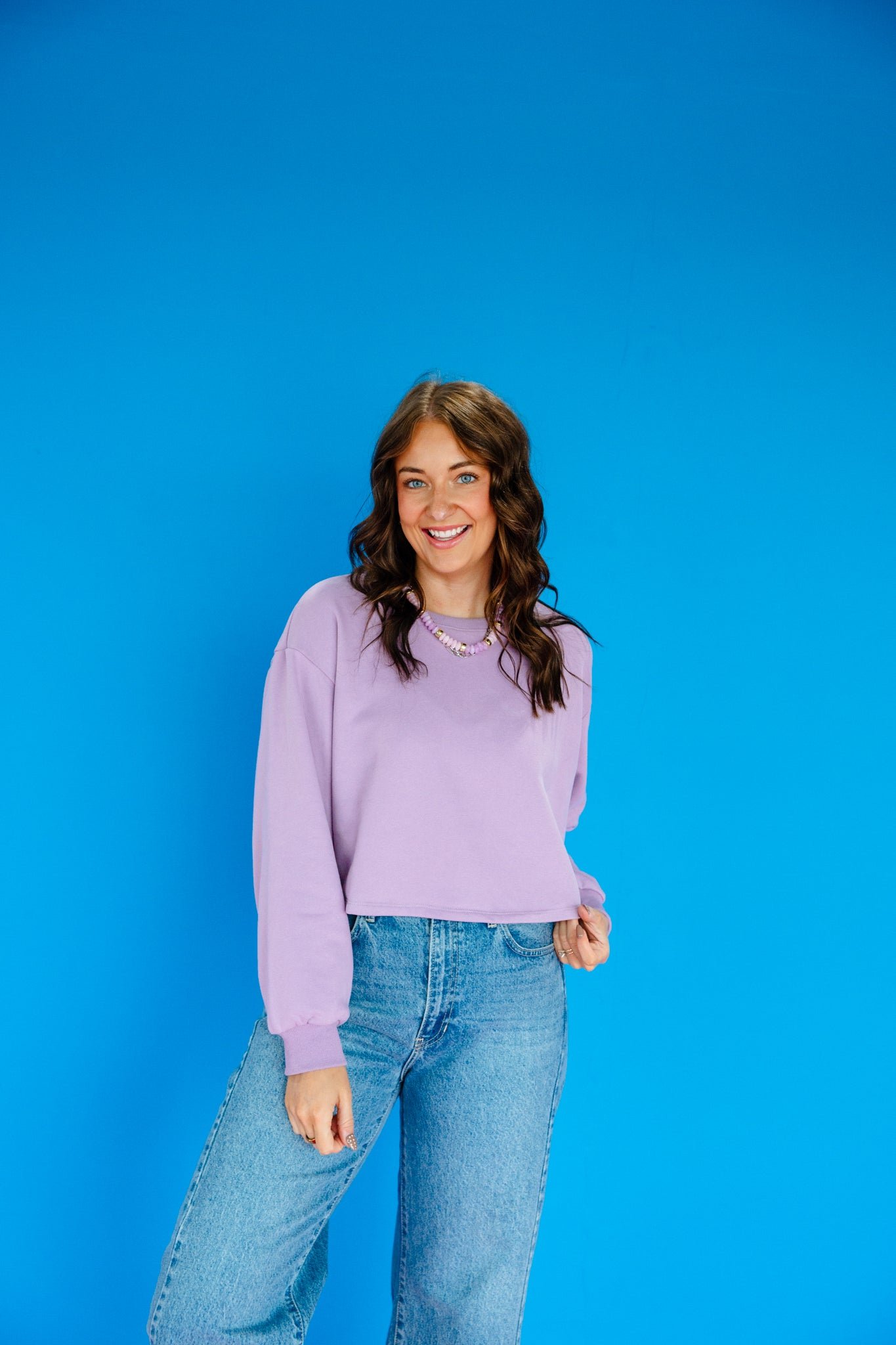 Leanne Bow Detail Sweater - Lavender Grey — view 3