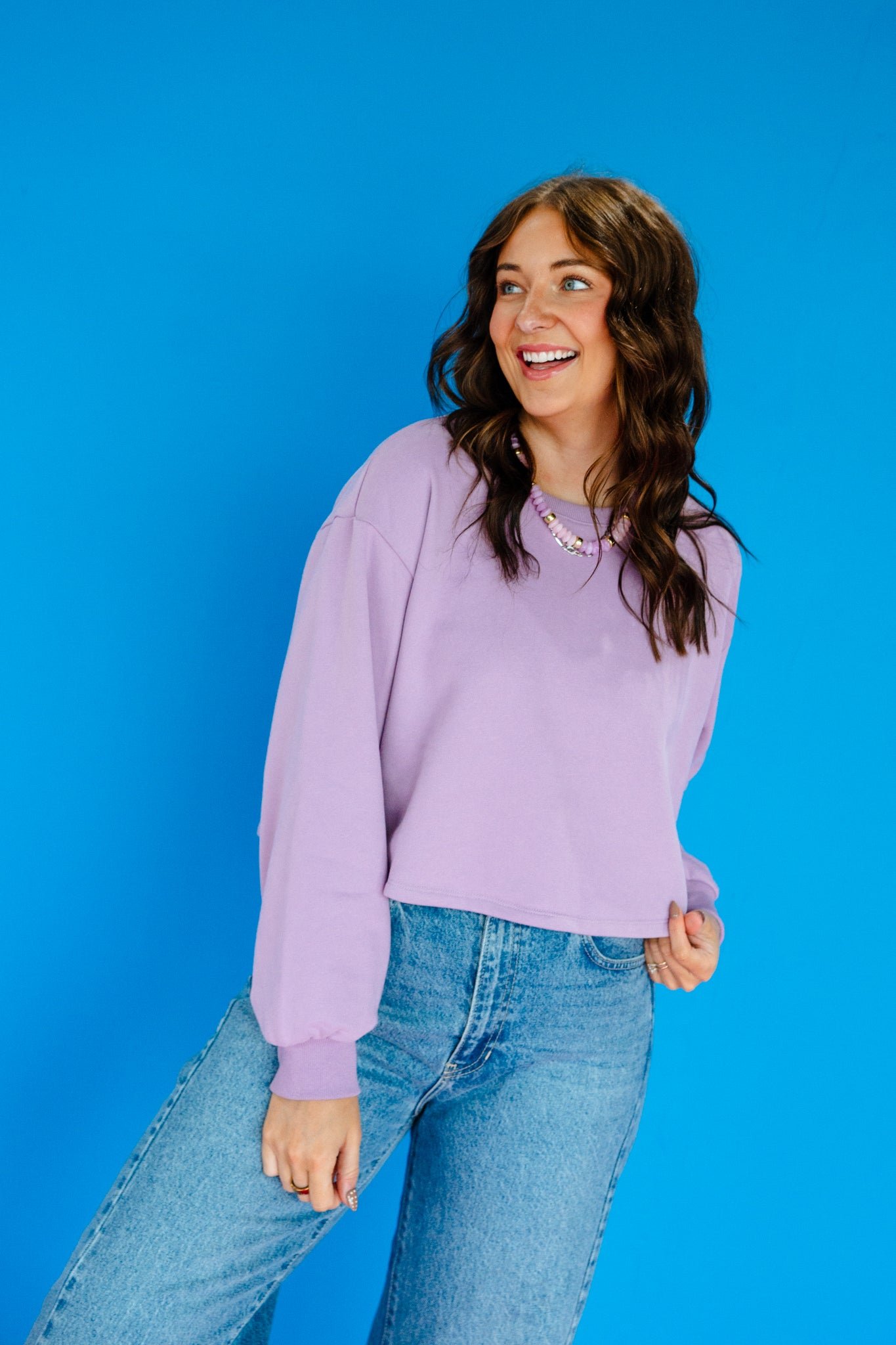 Leanne Bow Detail Sweater - Lavender Grey — view 2