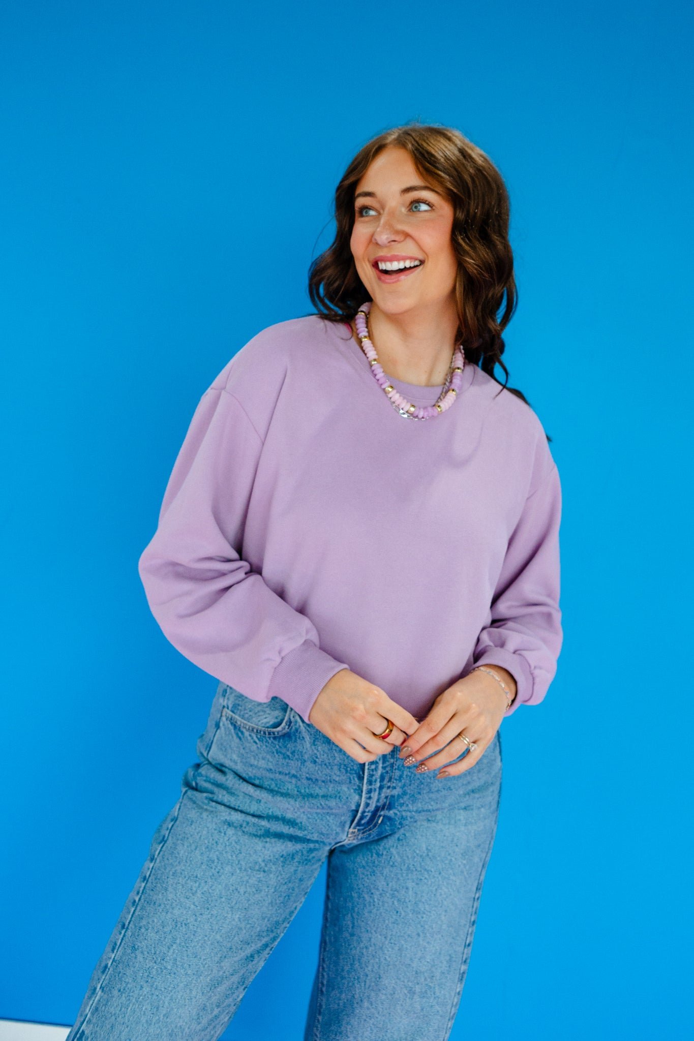 Leanne Bow Detail Sweater - Lavender Grey — view 5