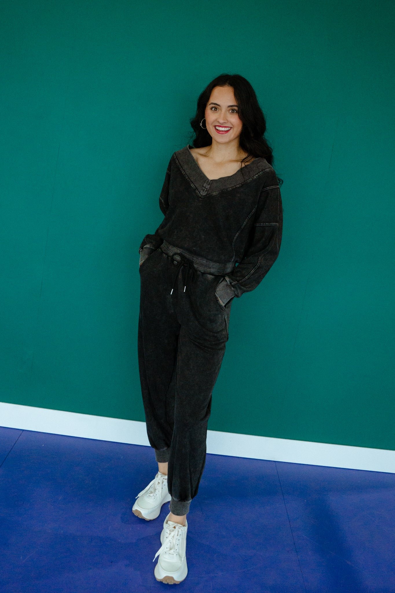Angie Long Sleeve Jumpsuit - Black — view 6