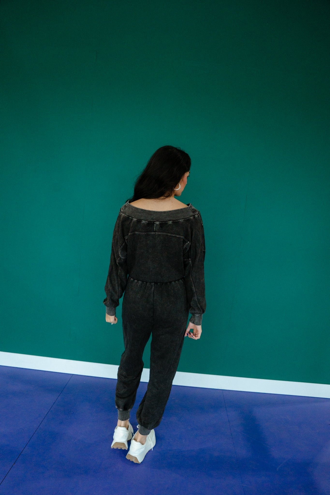 Angie Long Sleeve Jumpsuit - Black — view 8