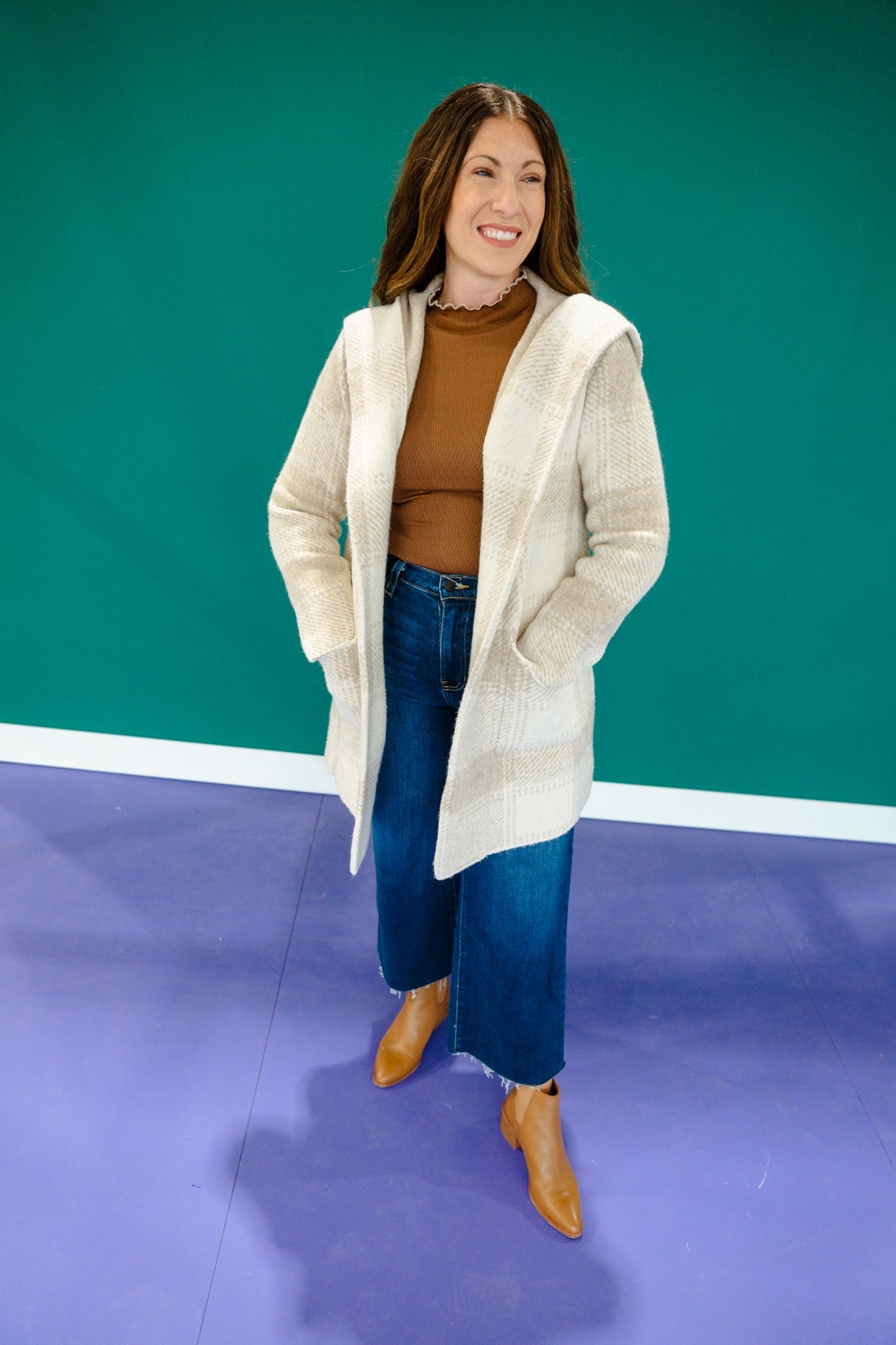 Sandra Hooded Cardigan - Oatmeal + Beige — view 2