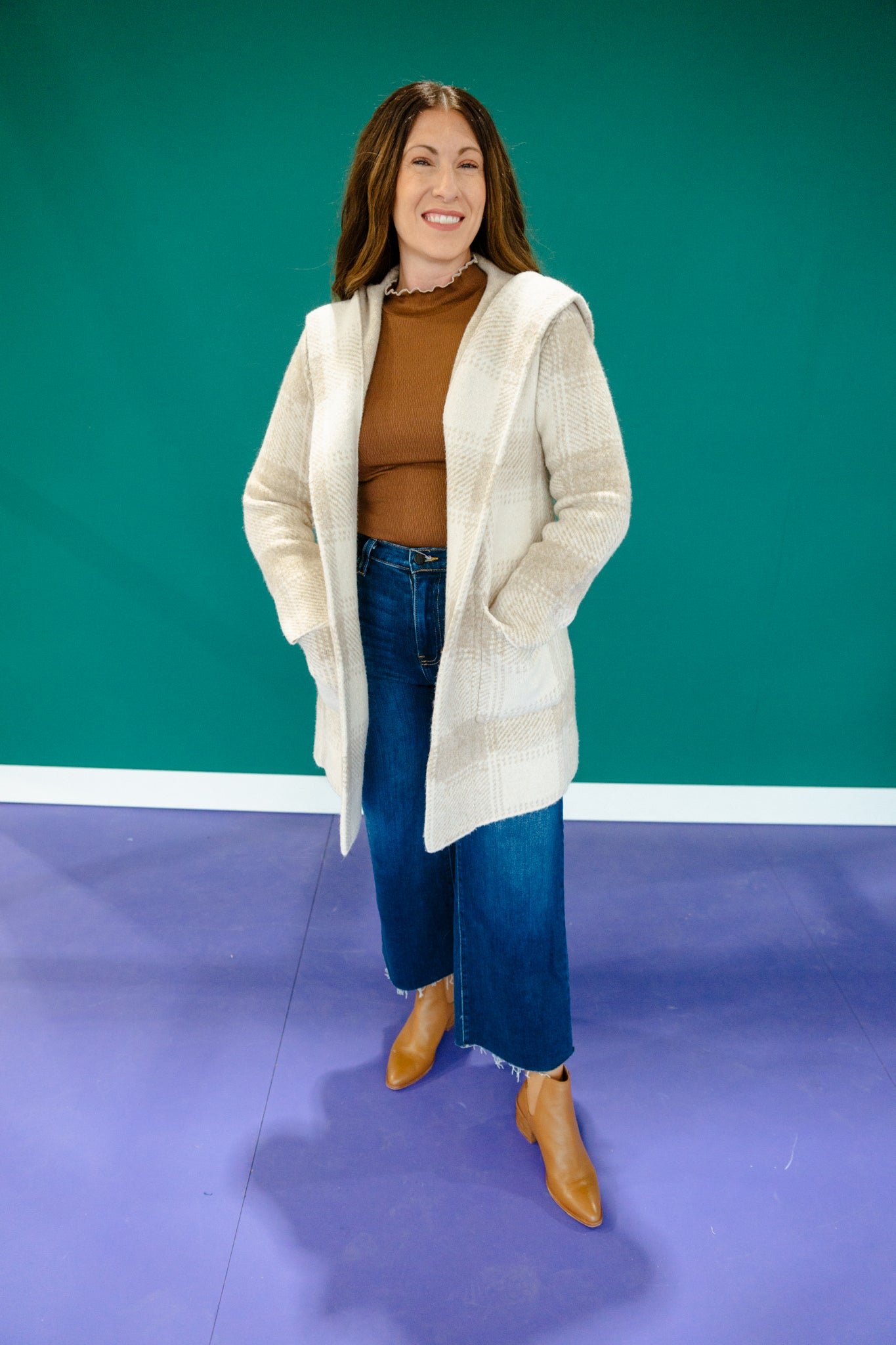 Sandra Hooded Cardigan - Oatmeal + Beige — view 4