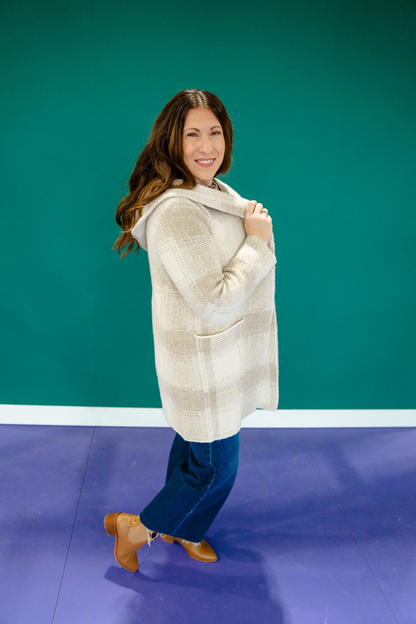 Sandra Hooded Cardigan - Oatmeal + Beige — view 6
