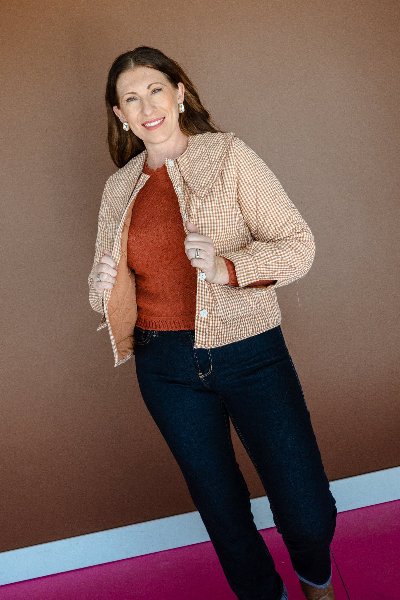Madelyn Peter Pan Collared Jacket - Cinnamon + Cream — view 5
