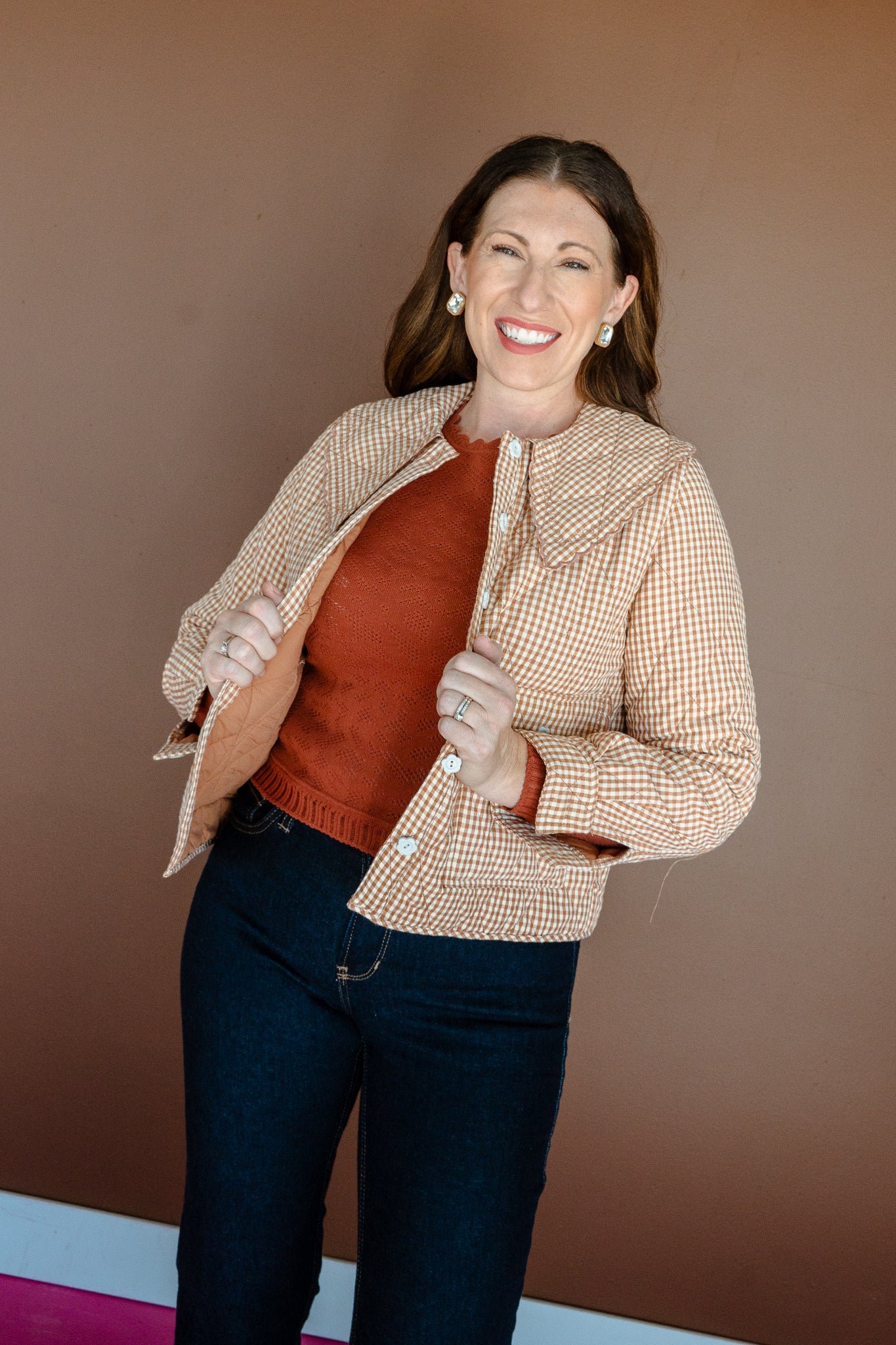 Madelyn Peter Pan Collared Jacket - Cinnamon + Cream — view 7