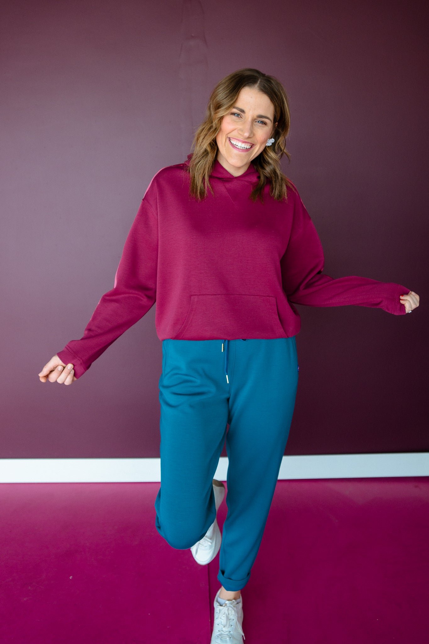 Raquel Hooded Sweatshirt - Plum — view 3