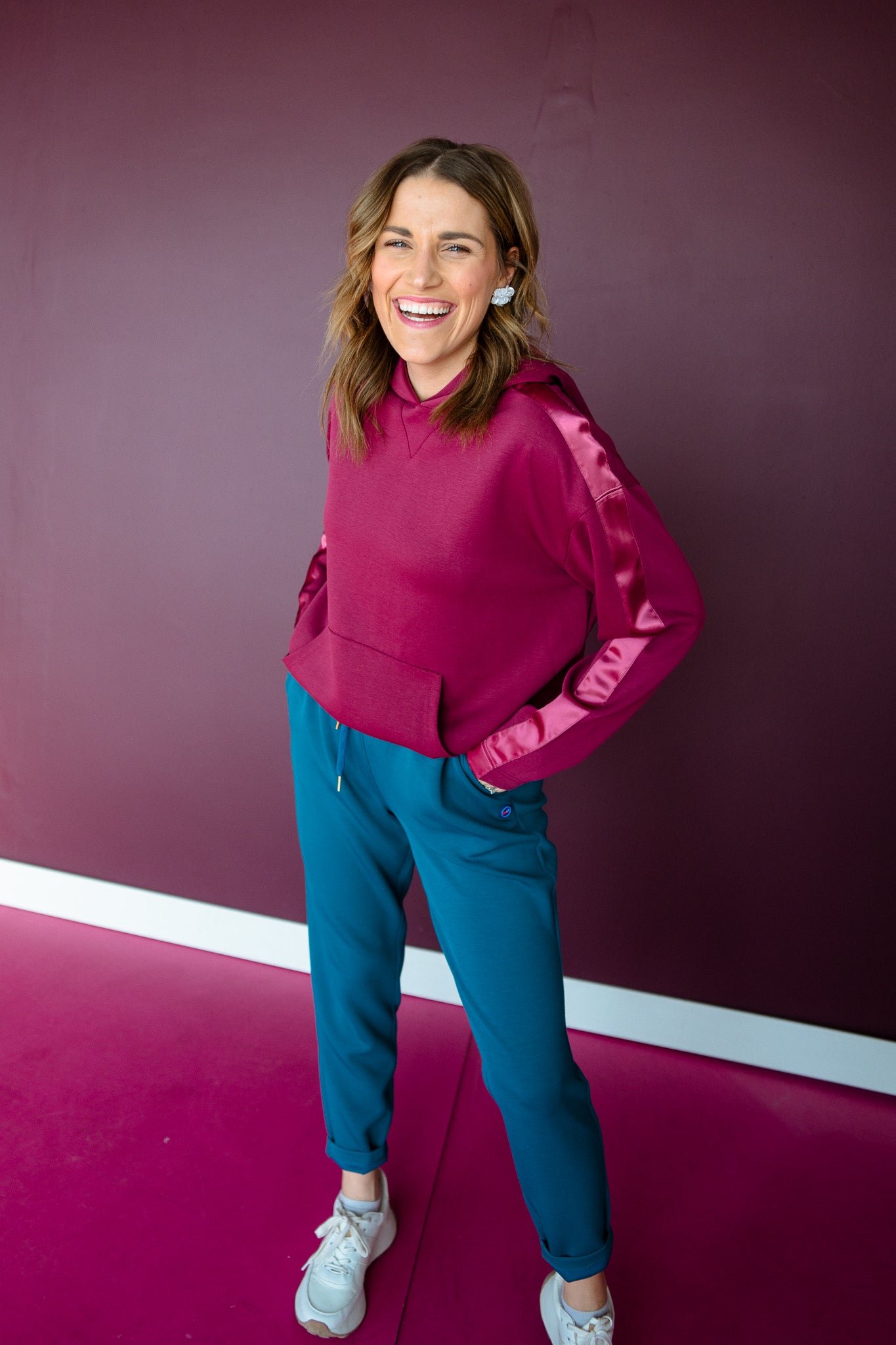 Raquel Hooded Sweatshirt - Plum — view 5
