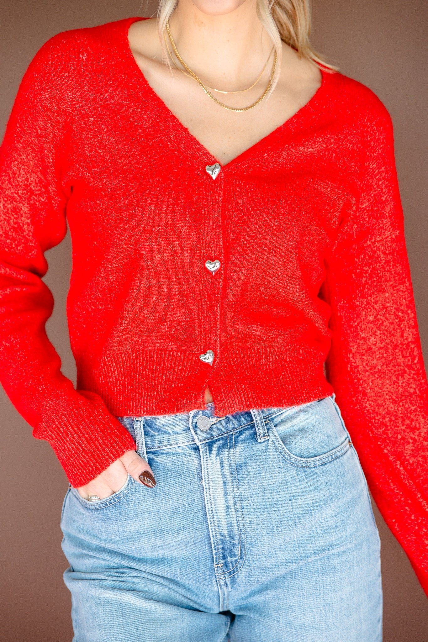 Laura Button Up Cardigan - Geranium — view 2