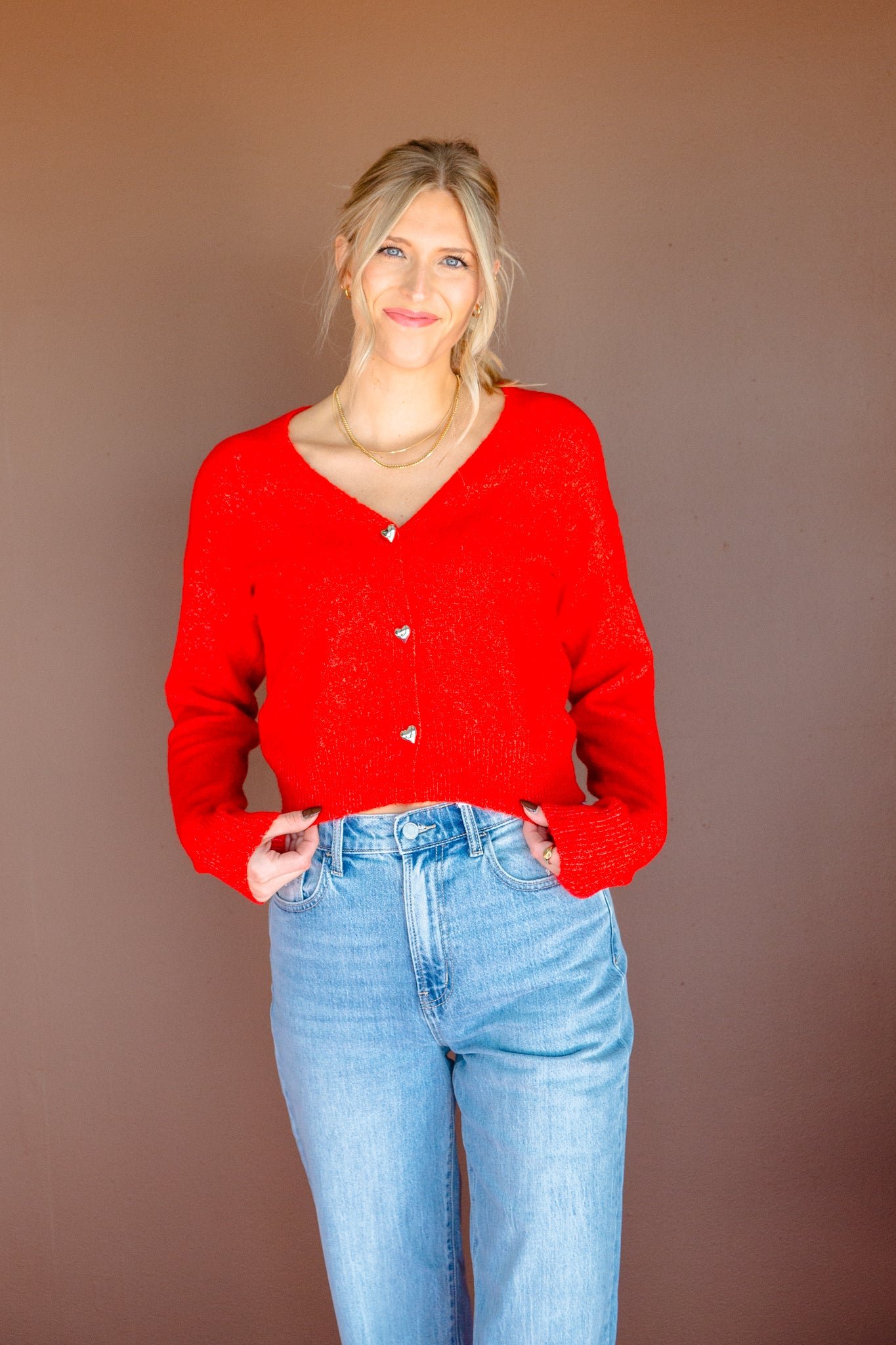 Laura Button Up Cardigan - Geranium — view 5