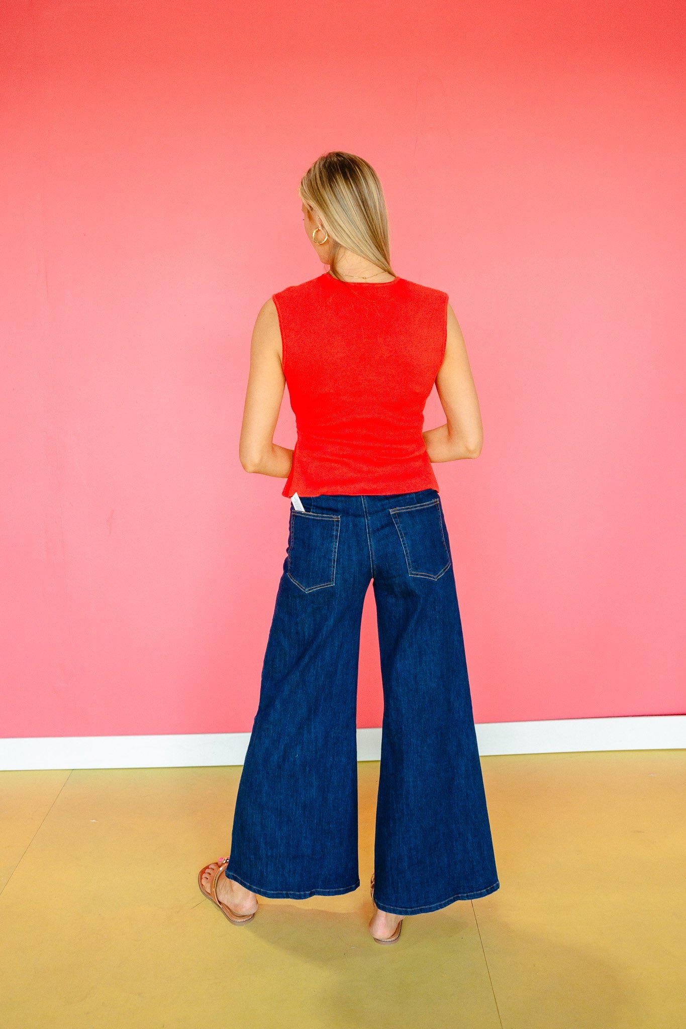 Daria Wrap Knit Tank - Geranium — view 6