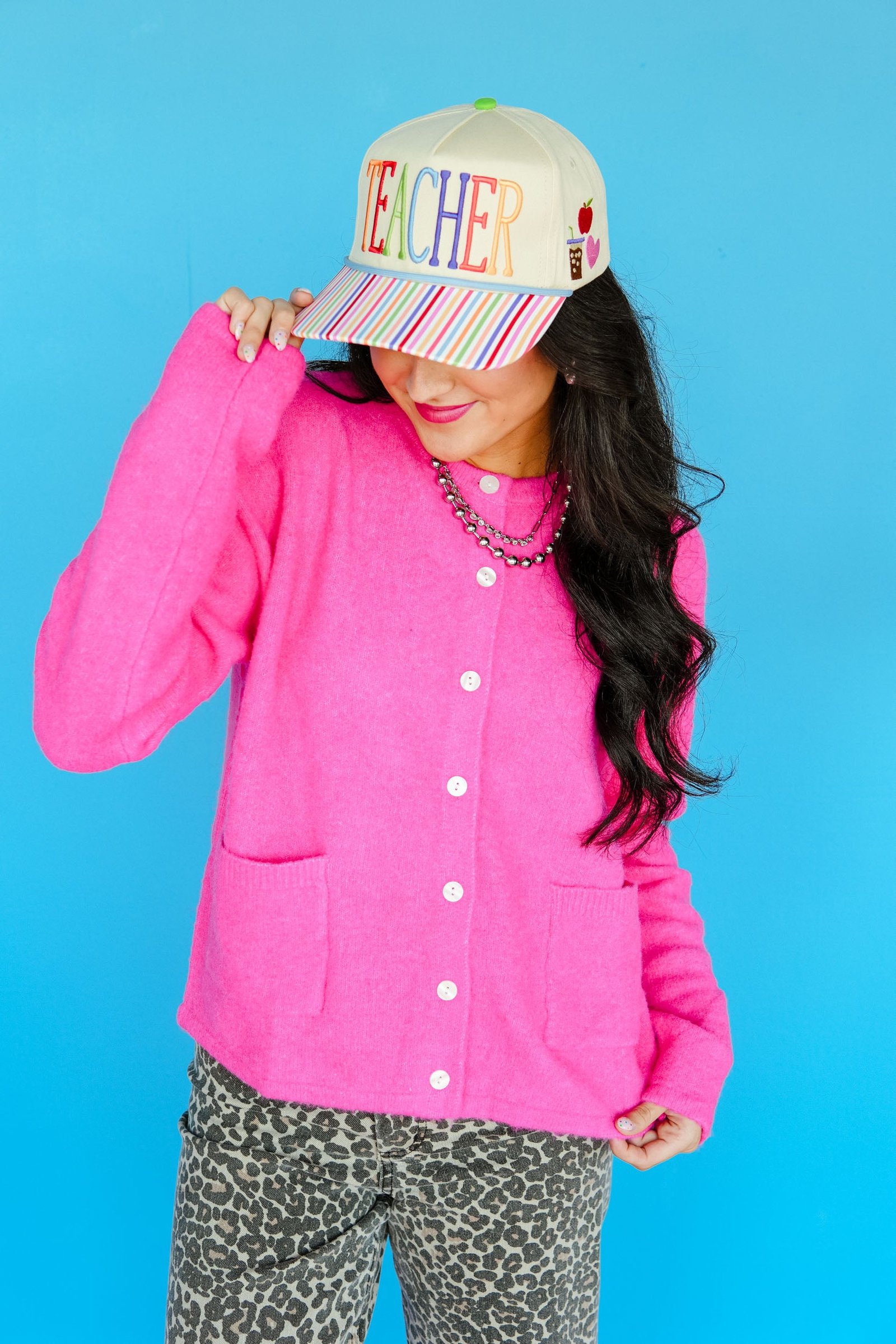 Harley Pocket Cardigan - Bright Pink — view 5