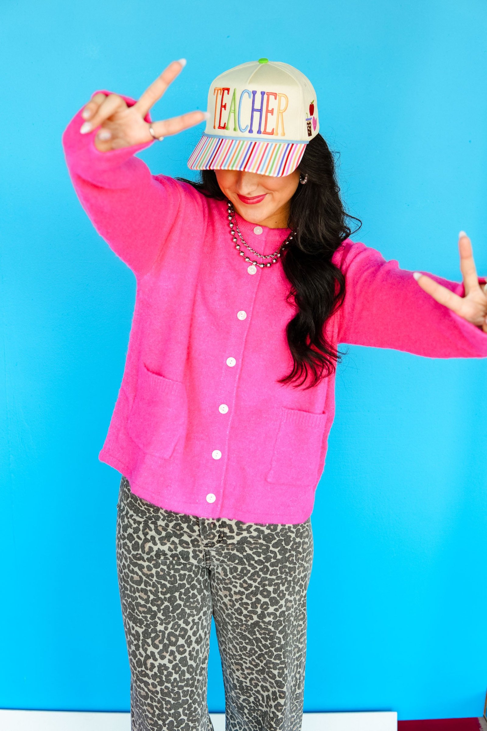 Harley Pocket Cardigan - Bright Pink — view 2