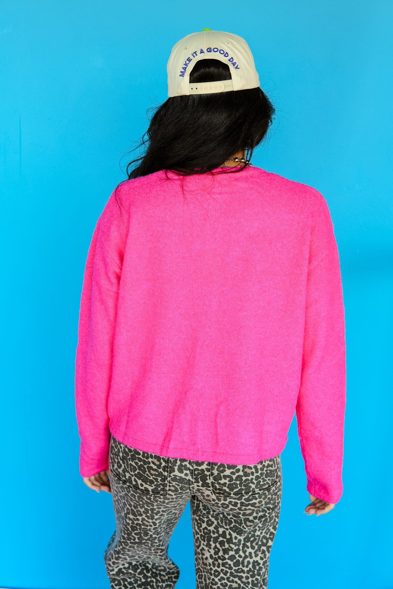 Harley Pocket Cardigan - Bright Pink — view 4