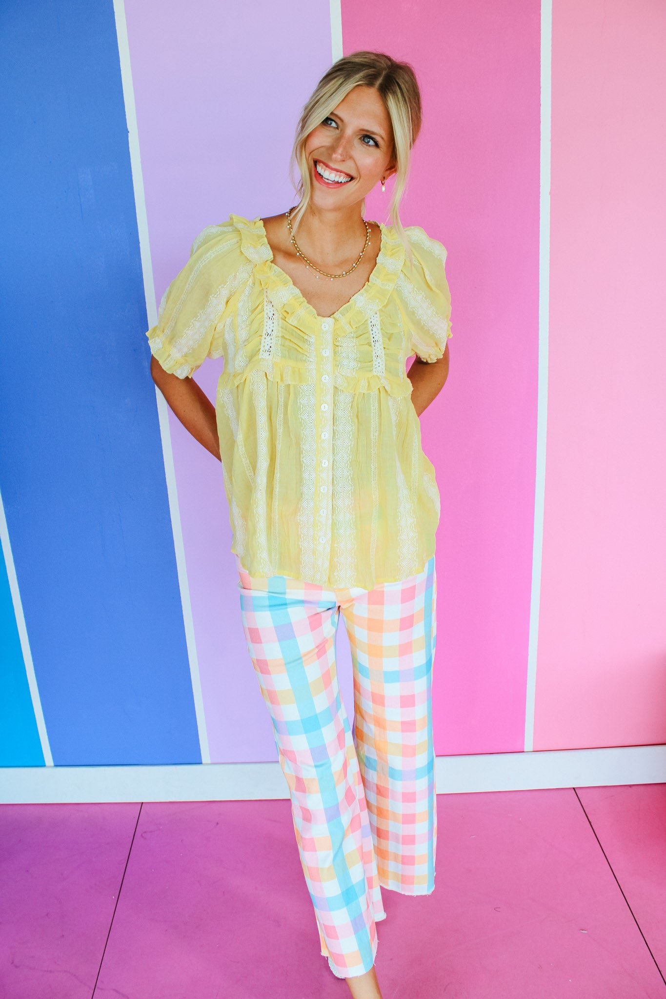 Jacey Ruffle Blouse - Corn Yellow — view 2
