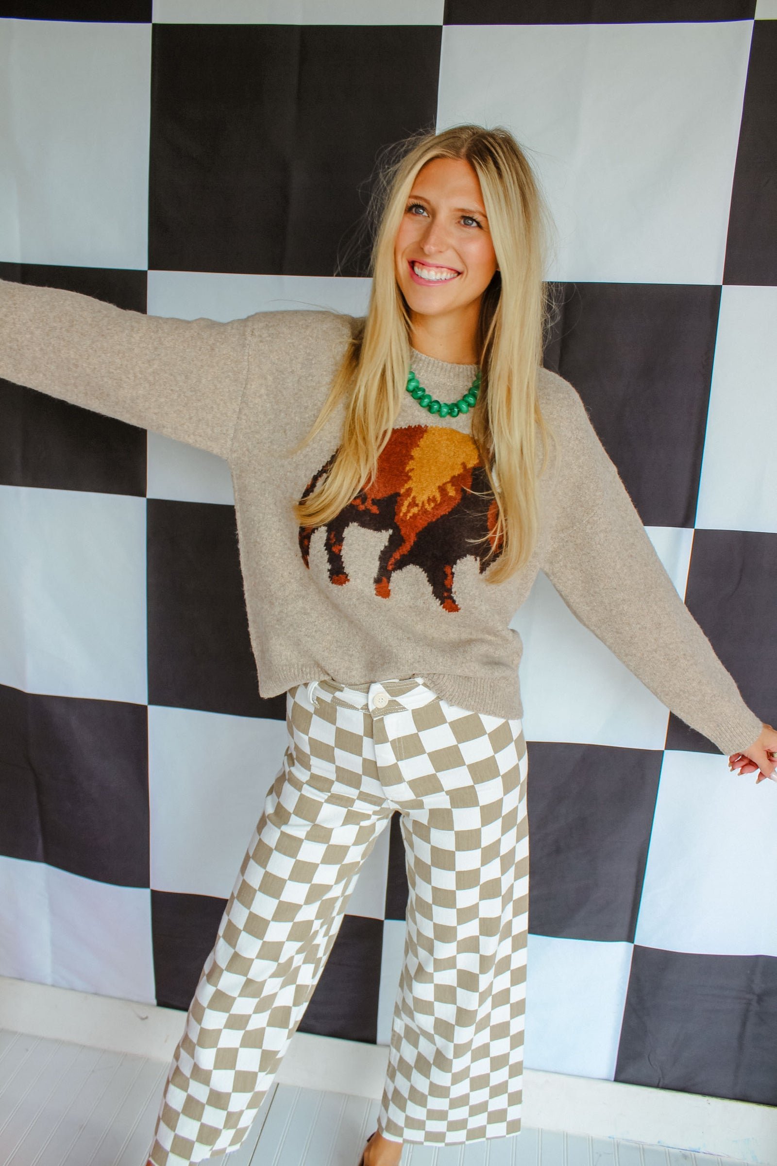Bison Country Vintage Sweater - Beige Melange — view 3