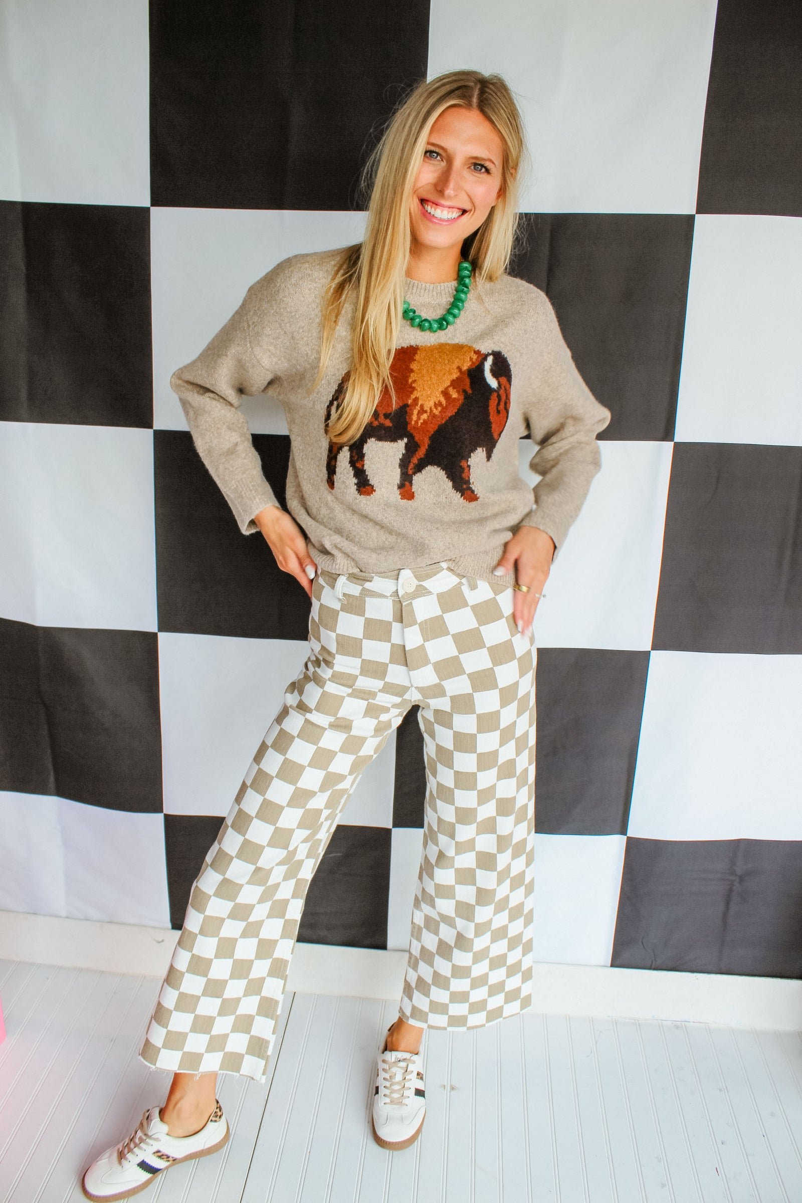 Bison Country Vintage Sweater - Beige Melange — view 6