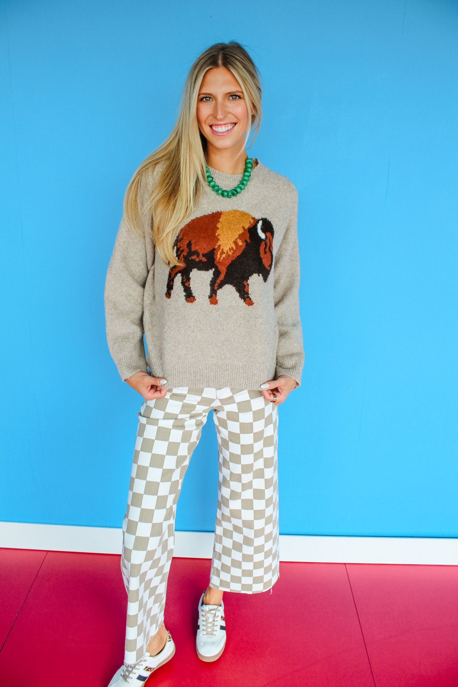 Bison Country Vintage Sweater - Beige Melange — view 7