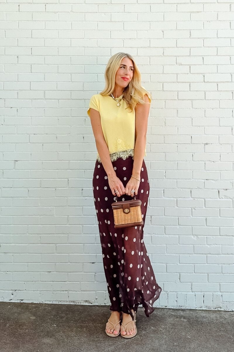 Marla Polka Dot Maxi Skirt - Dark Brown