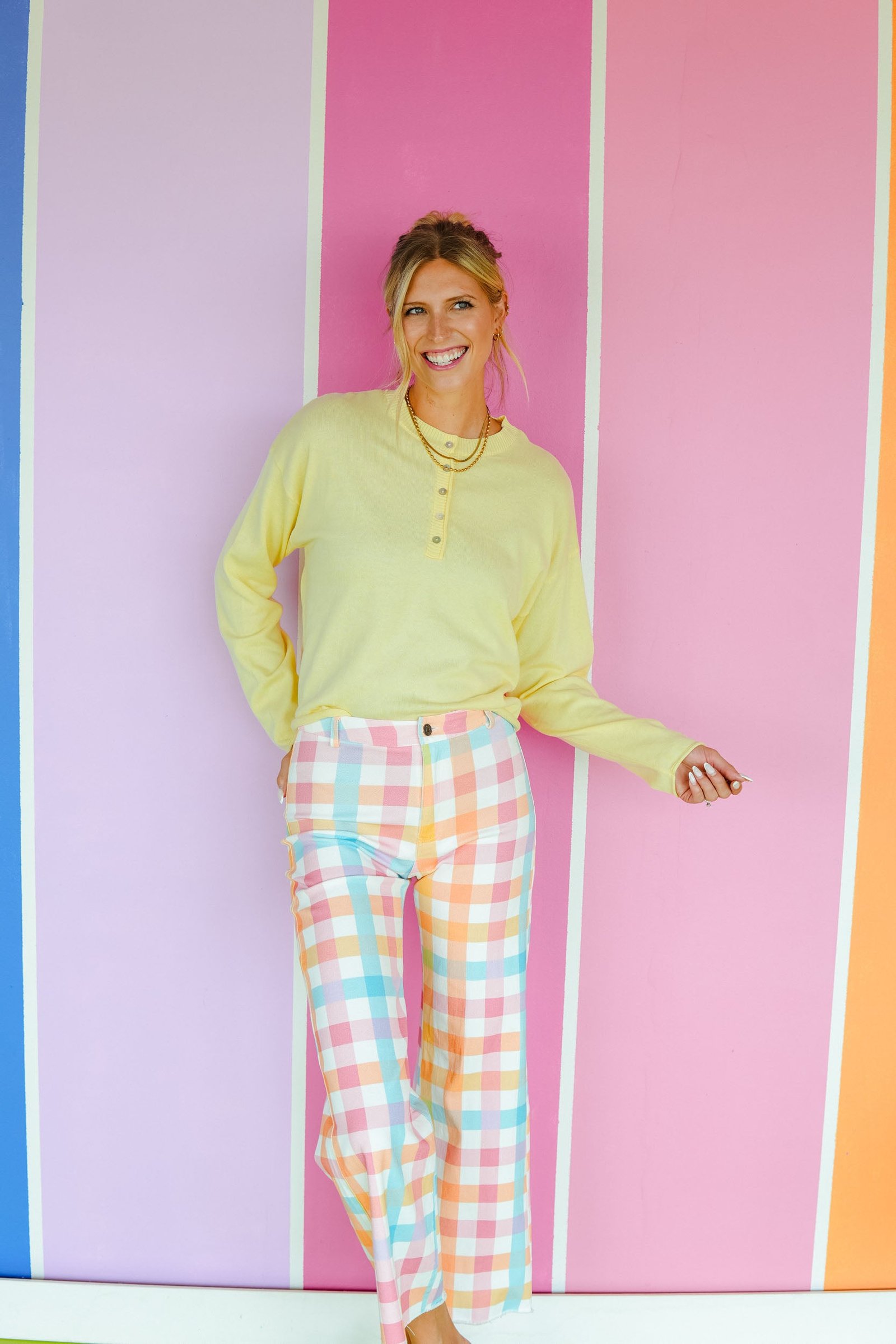 Juliana Gingham Pants - Warm Multi — view 2