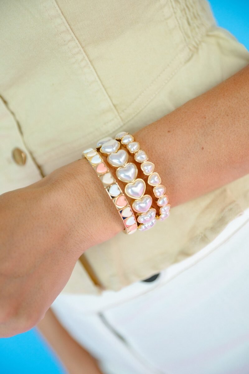 [Treasure Jewels] Love Notes Bracelet Stack - Gold + Ivory + Peach