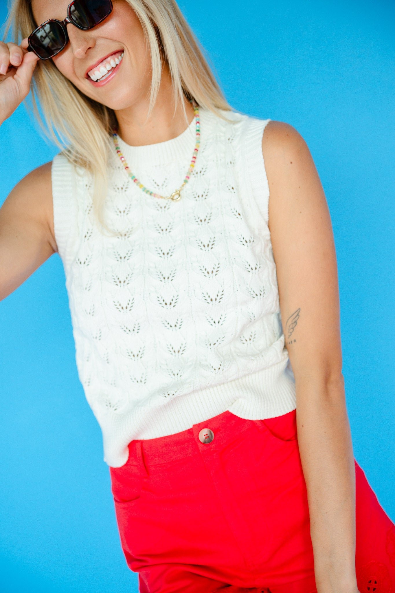 Anita Sleeveless Sweater - Oatmeal — view 2