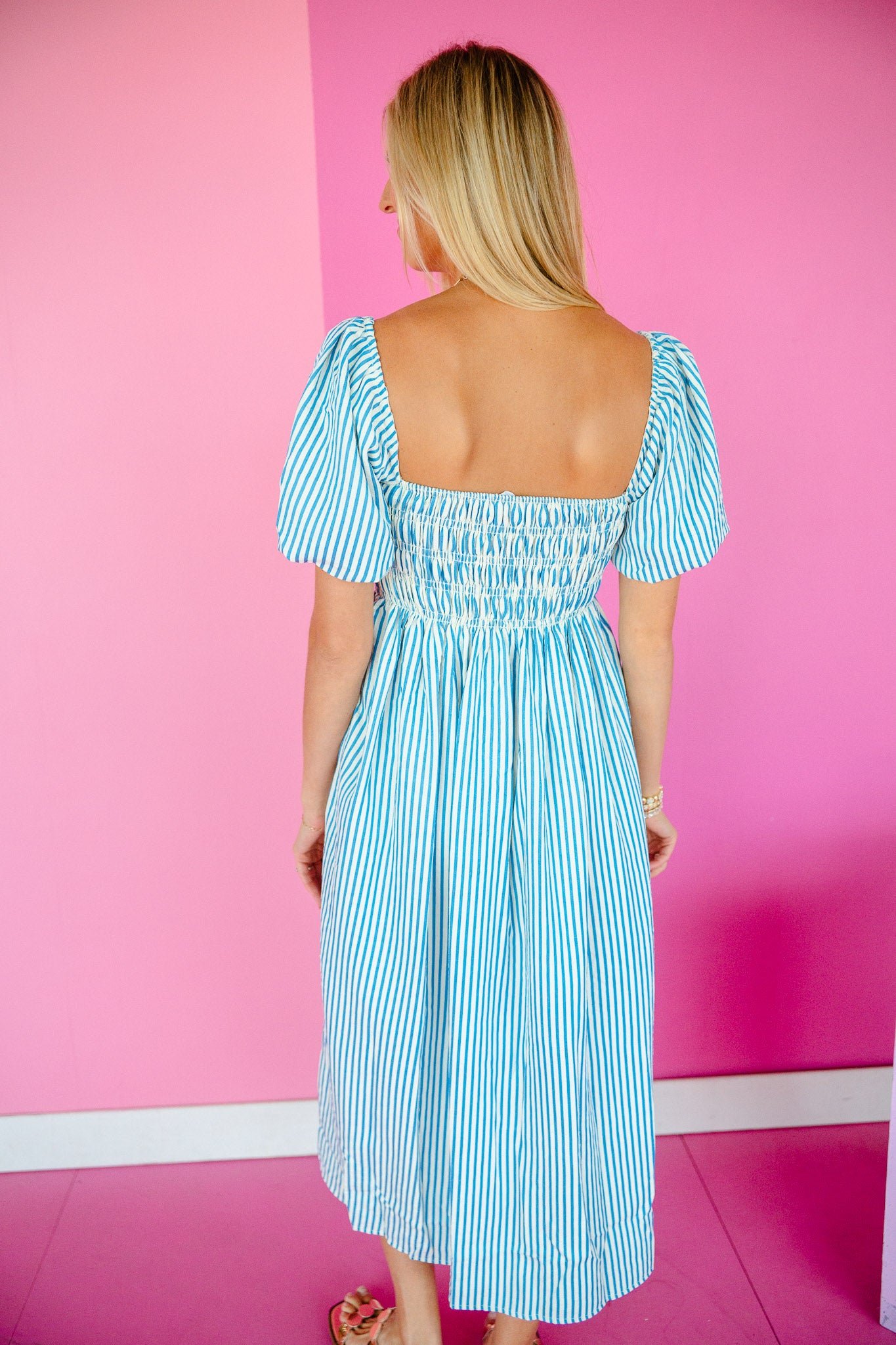 Sylvie Maxi Dress - Cream + Oxford Blue — view 9