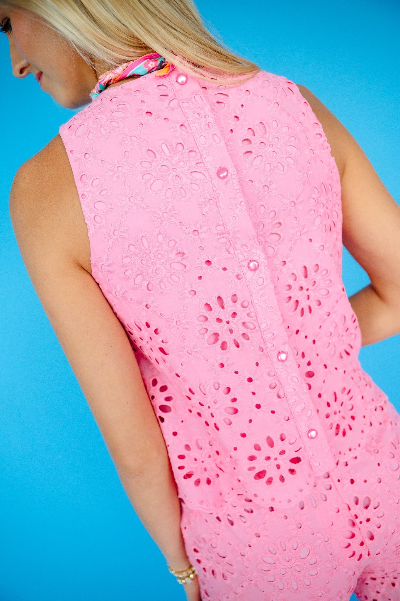 Tally Eyelet Tank - Light Rose — view 4